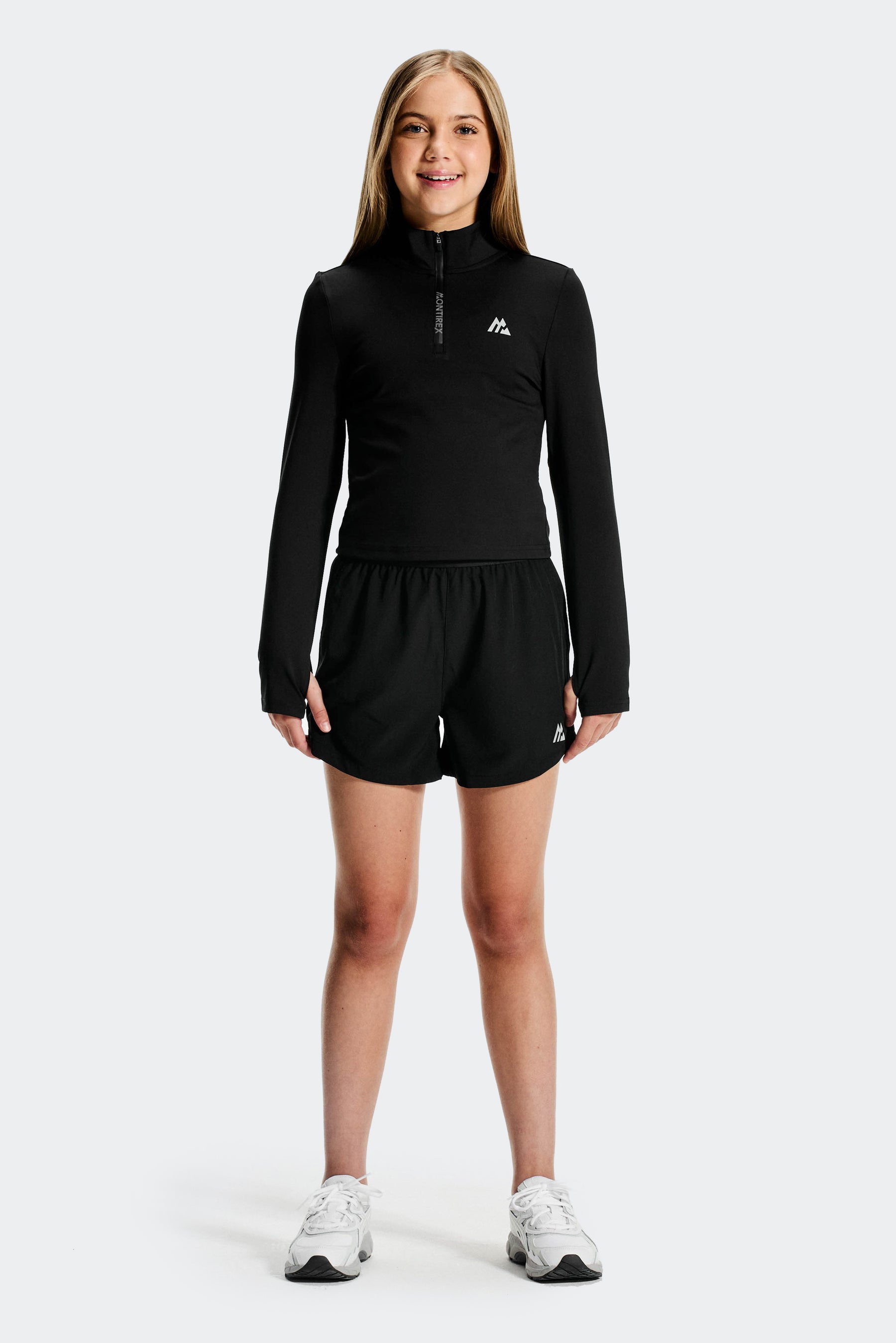 Girls Icon 1/4 Zip - Black