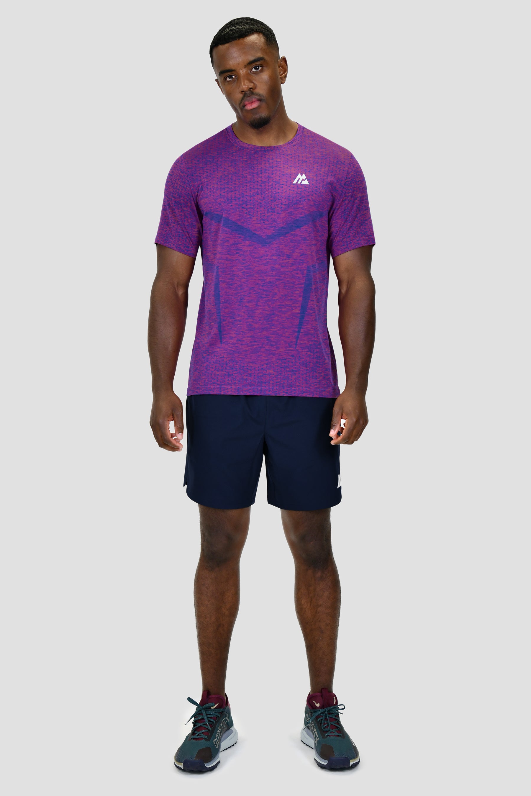 Vault Seamless T Shirt Magenta Marine Blue