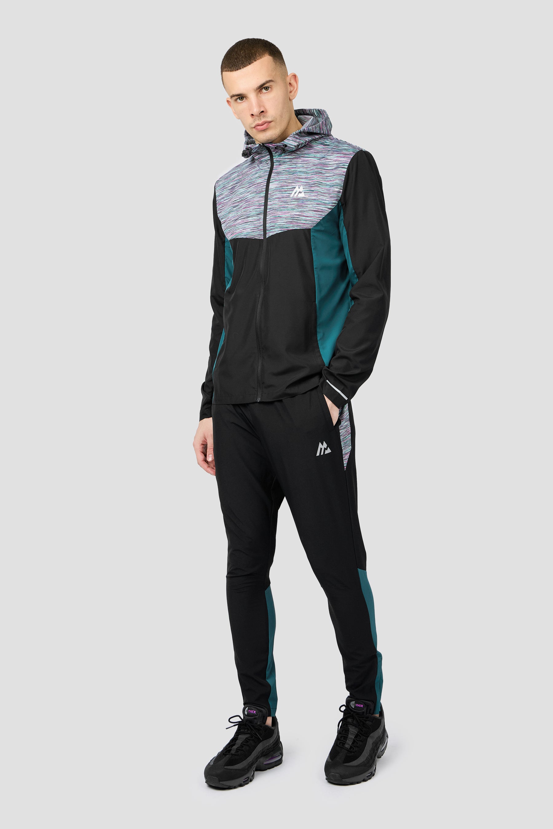 Trail Panel Running Pant - Black/Teal/Pink/White