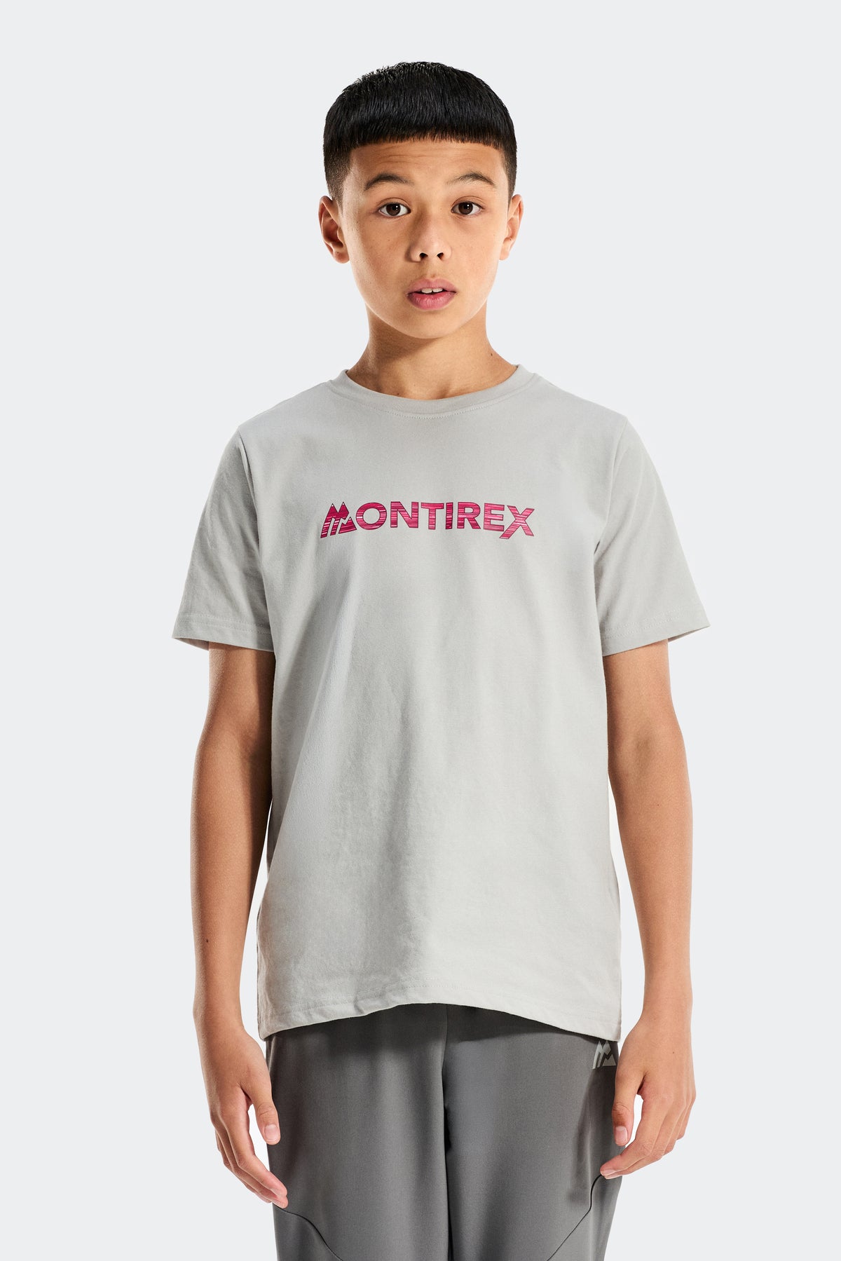 Boys Trail Linear Logo T-Shirt - Light Smoke Grey
