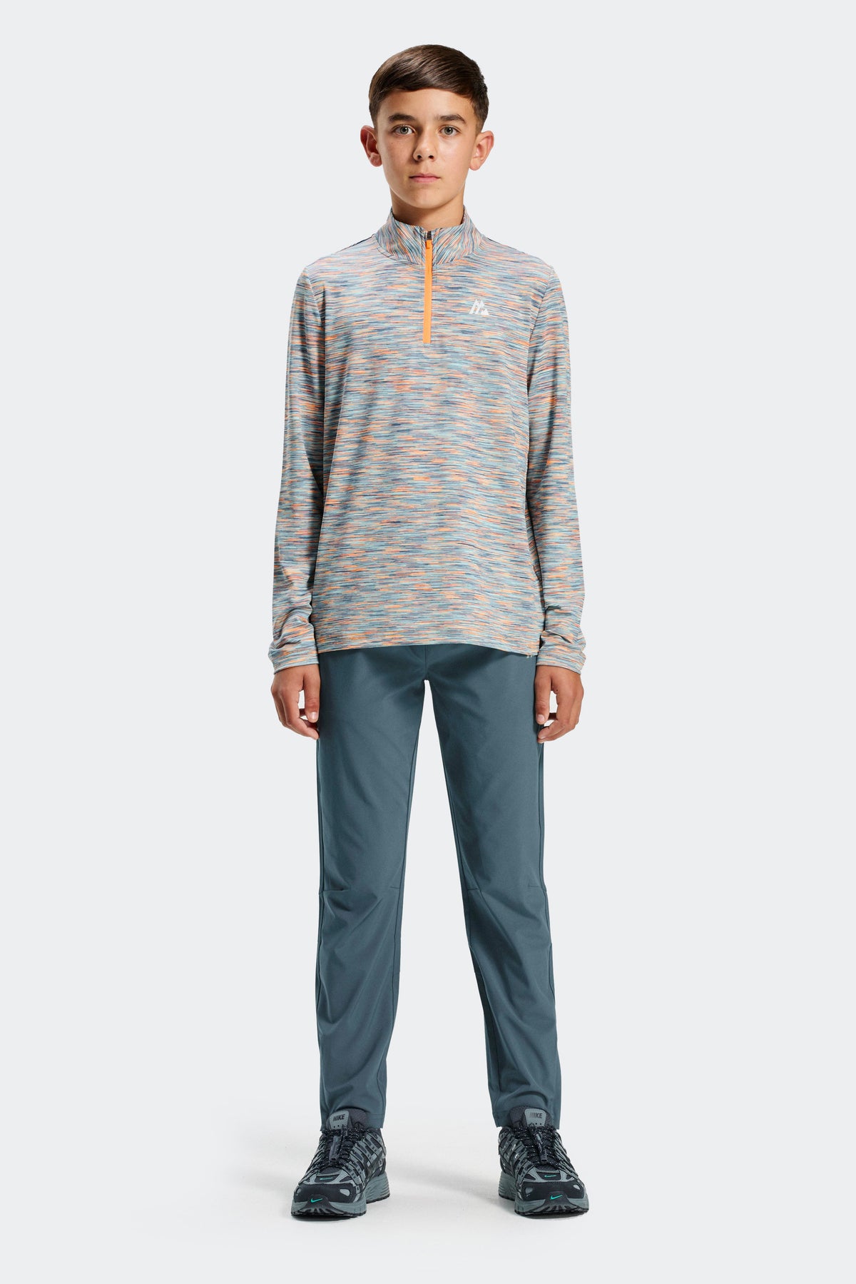 Boys Trail 1/4 Zip - Blue/Green/Orange