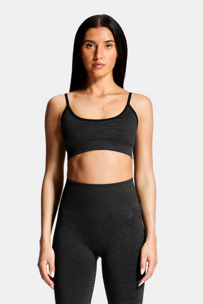 Trail Seamless Bra - Black Marl
