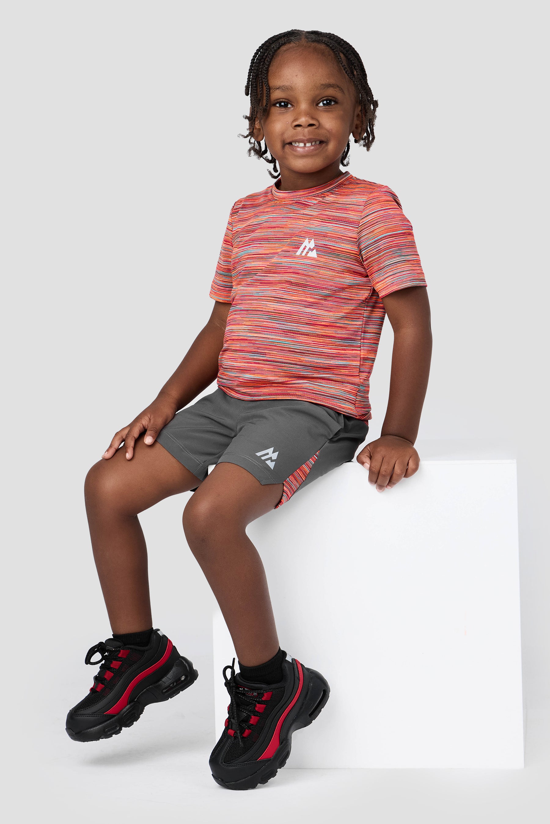 Infant Boy's Trail T-Shirt/Short Set - Orange/Sky/Cherry/Grey