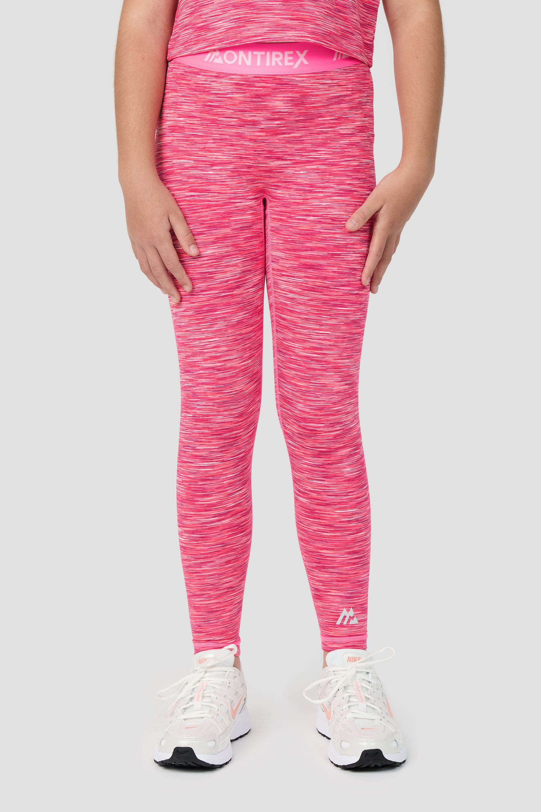 Girls Trail Icon Legging - Fuschia/White