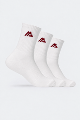 Krypton R Thai Montirex Crew Sock 3 Pack White/Merlot | Sportswear Gymwear
