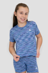 Girls Trail Box T-Shirt - Navy/Purple