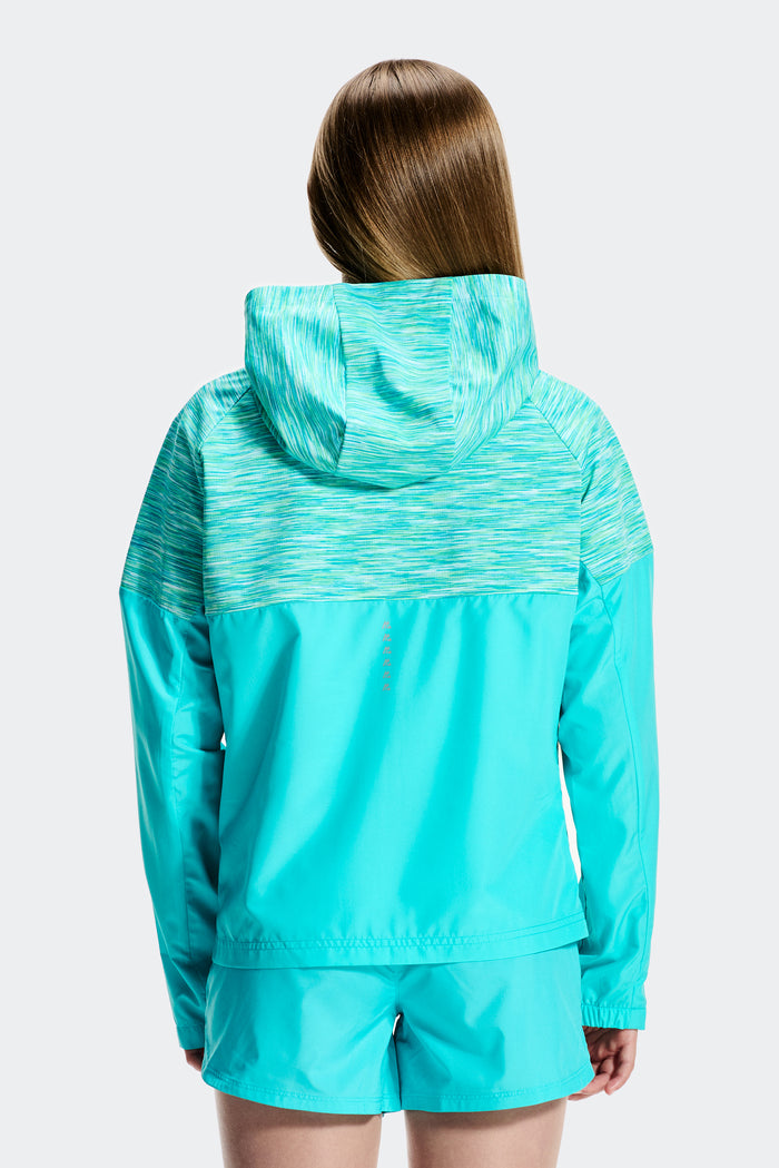 Girls Trail Windbreaker - Aqua Blue Multi