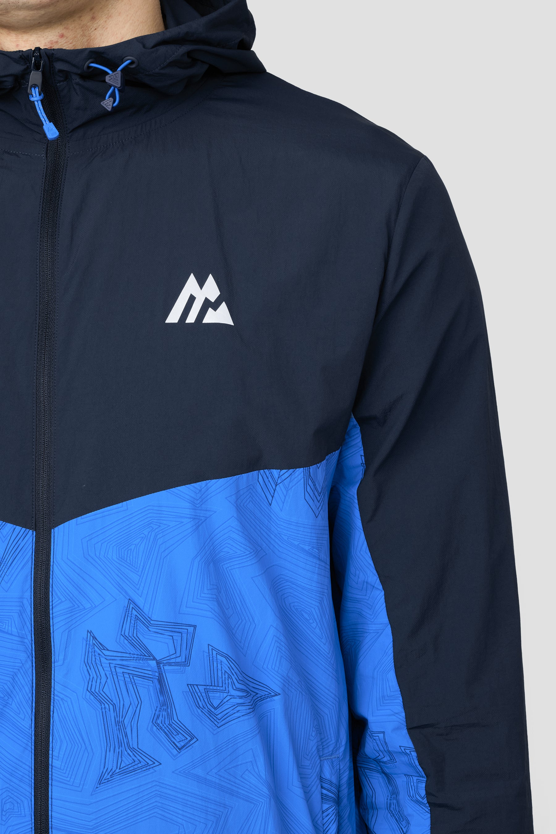 Geo M Print Windbreaker - Midnight Blue/Celestial Blue