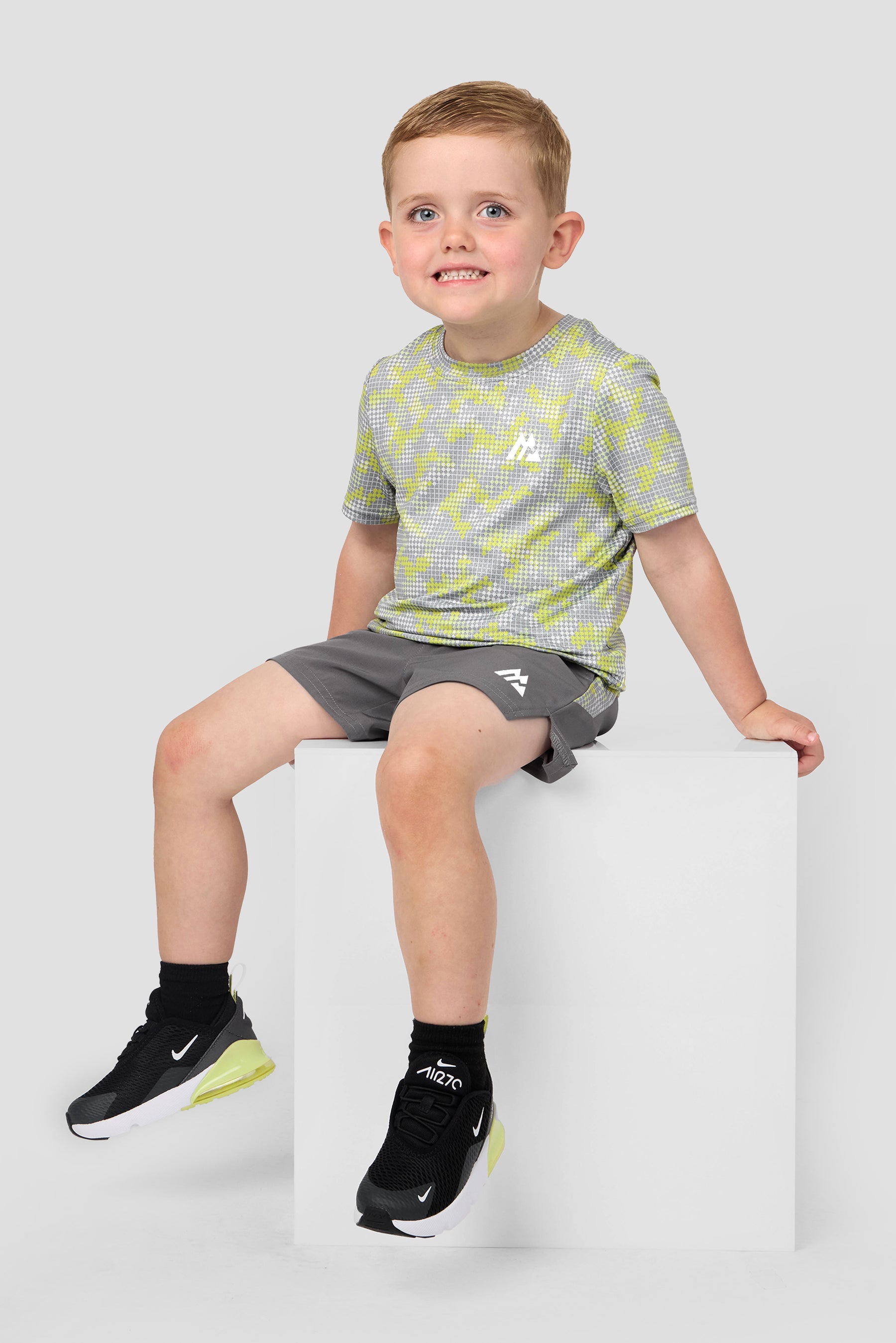 Descent Print T-Shirt/Short - Cement Grey/Platinum Grey