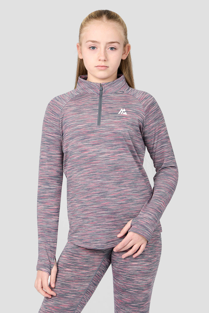 Girls Trail 2.0 1/4 Zip - Grey Multi/Pink