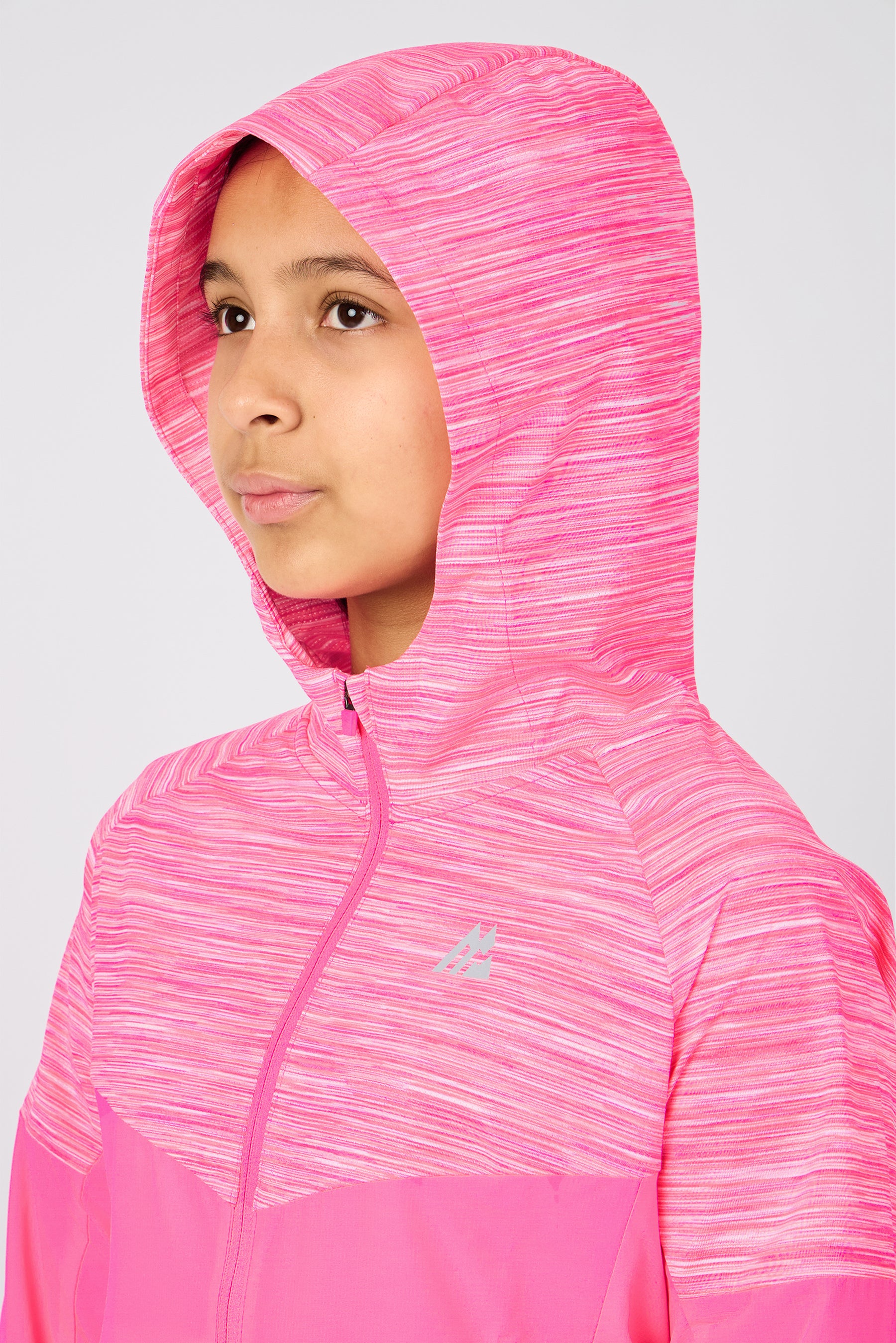 Girls Trail Windbreaker - Neon Pink Multi/White