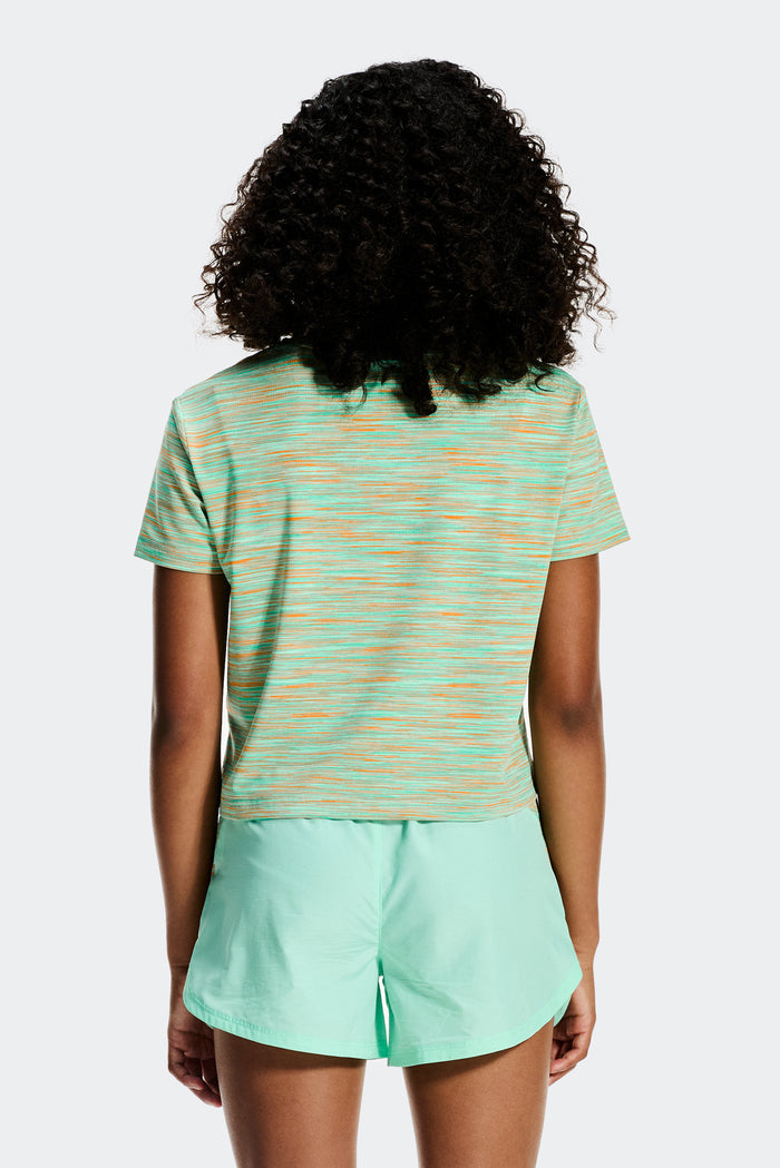 Girls Trail Box T-Shirt - Green/Teal/Peach