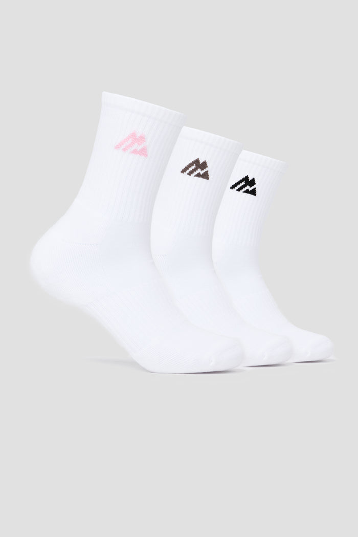 Women's Multi Crew Socks 3 Pack - White/Black/Cocoa/Light Pink