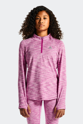 Girls Trail 1/4 Zip - Vivid Orchid/Bloom/Hibiscus/Bubble Pink/Lullaby Pink