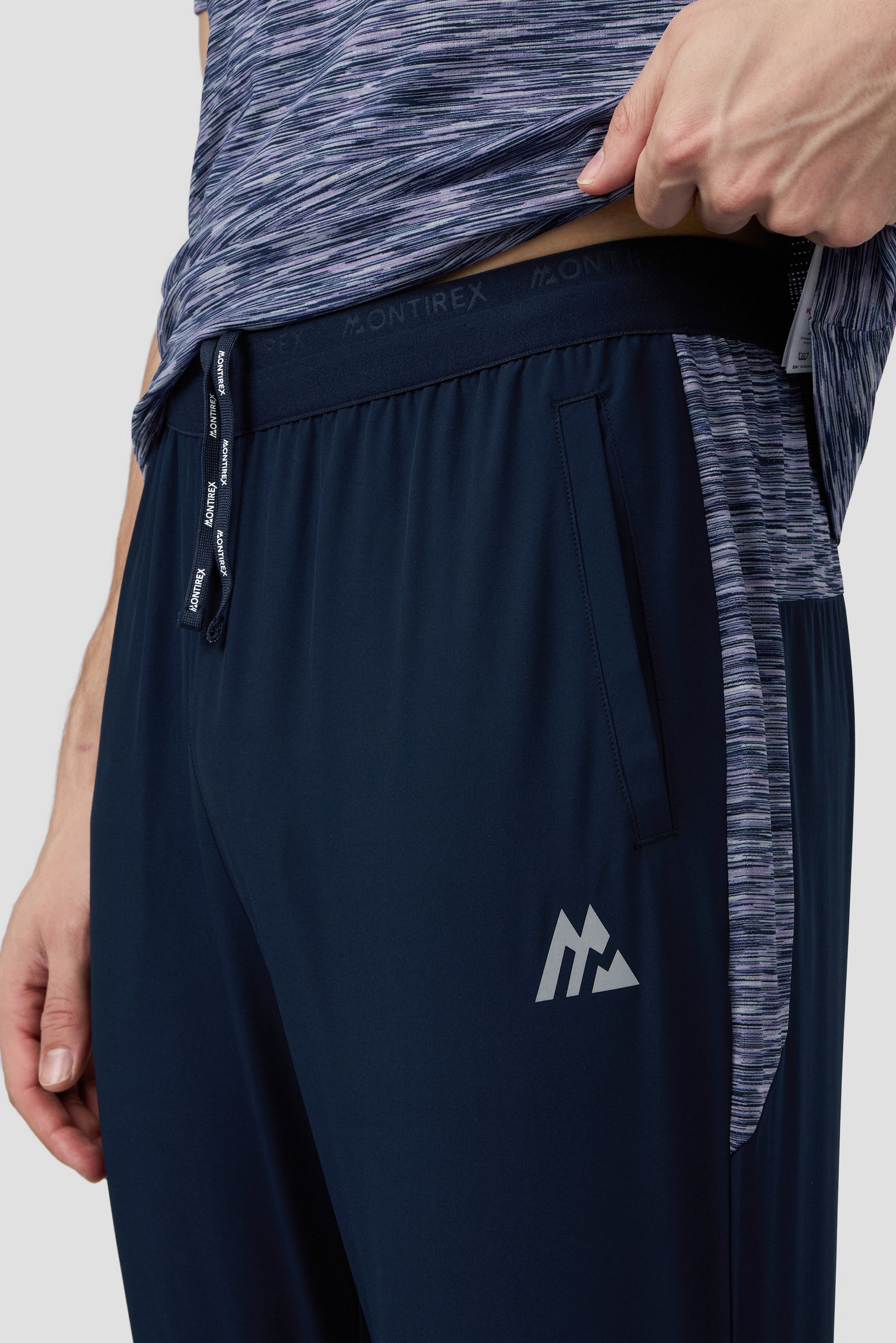 Trail Panel Running Pant - Navy/Grey/Purple Multi