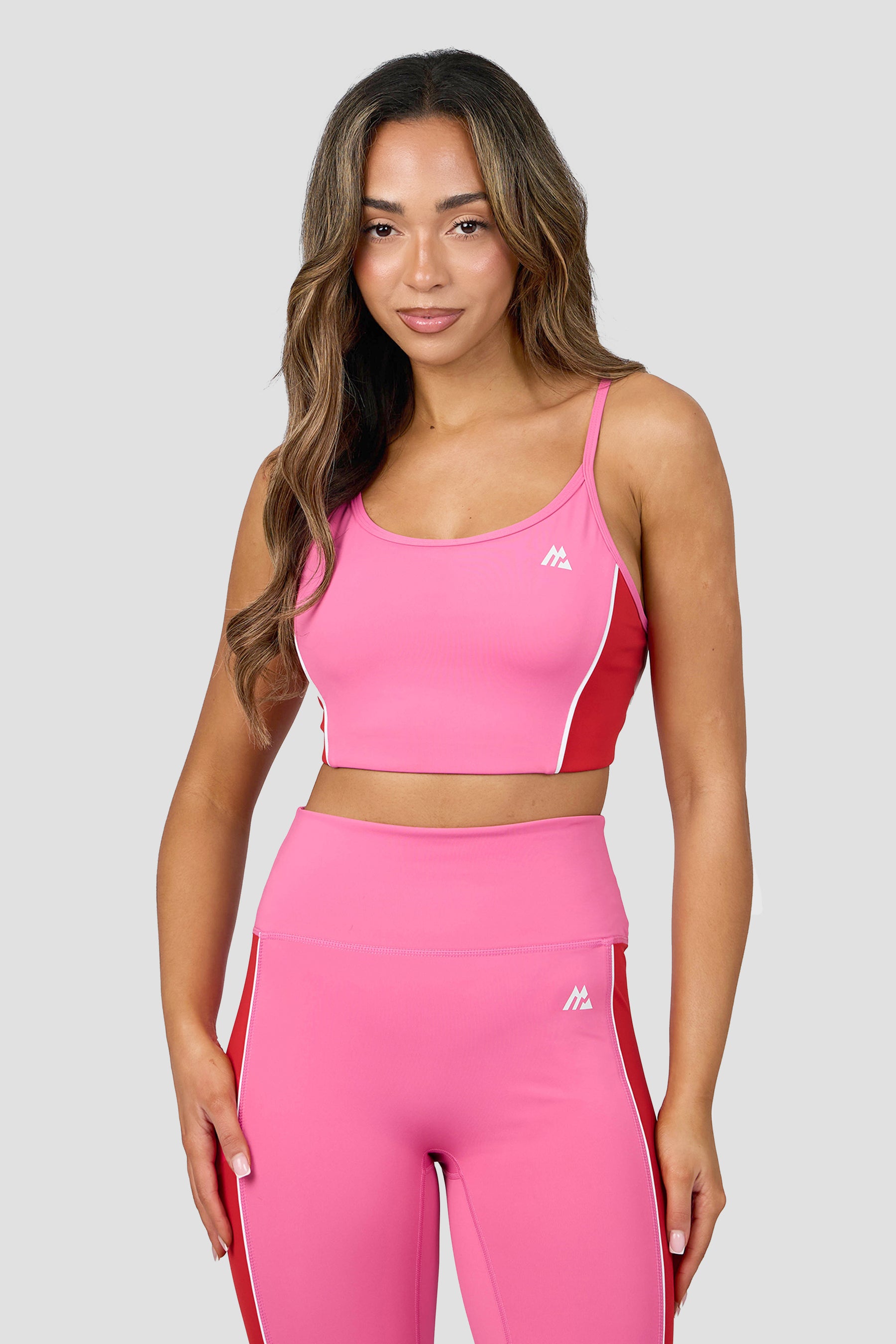 Vitality Sports Bra - Peony Pink/Poppy Red/White