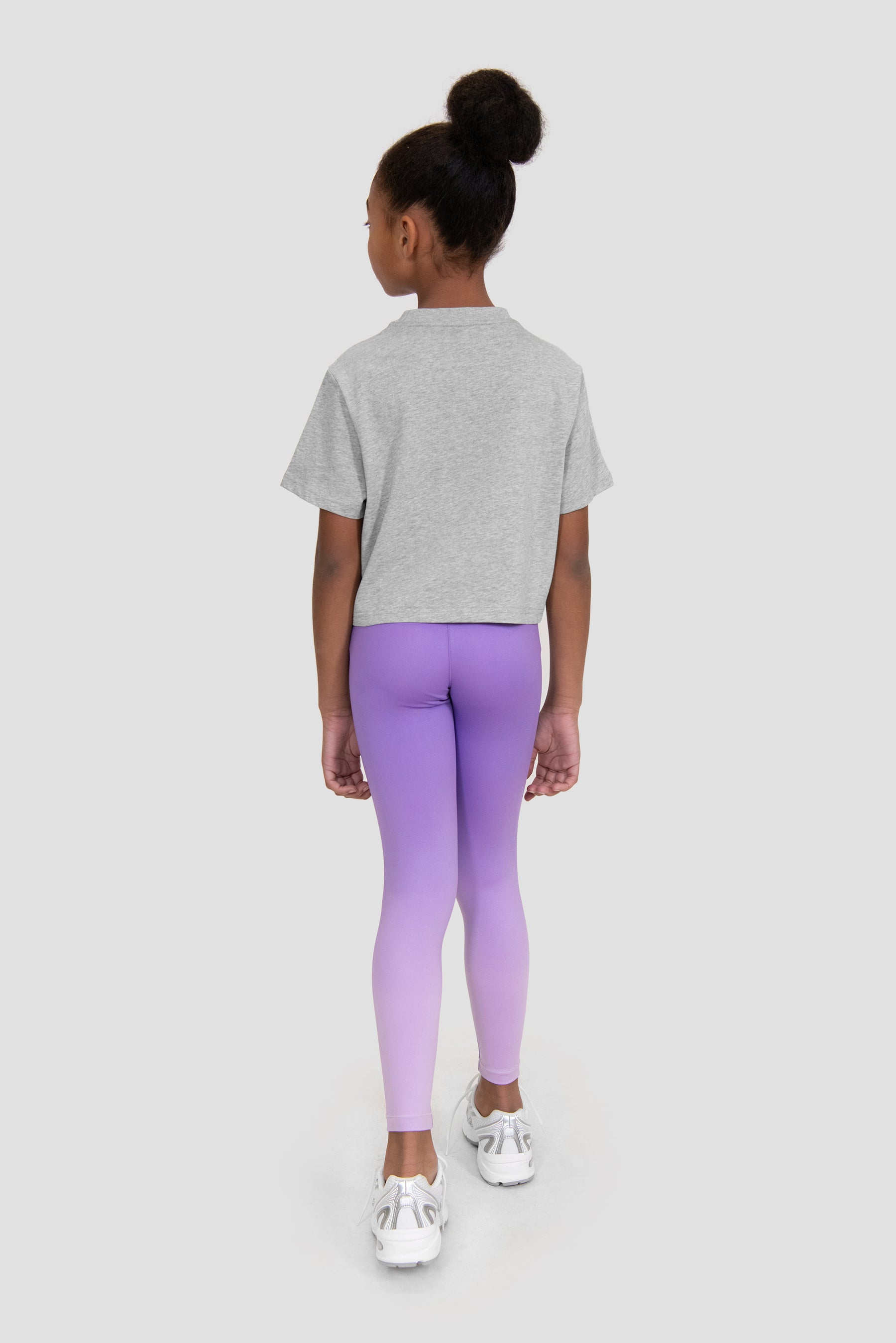 Girls Glow Cotton T-Shirt - Light Smoke Grey Marl/Parma/Royal Purple