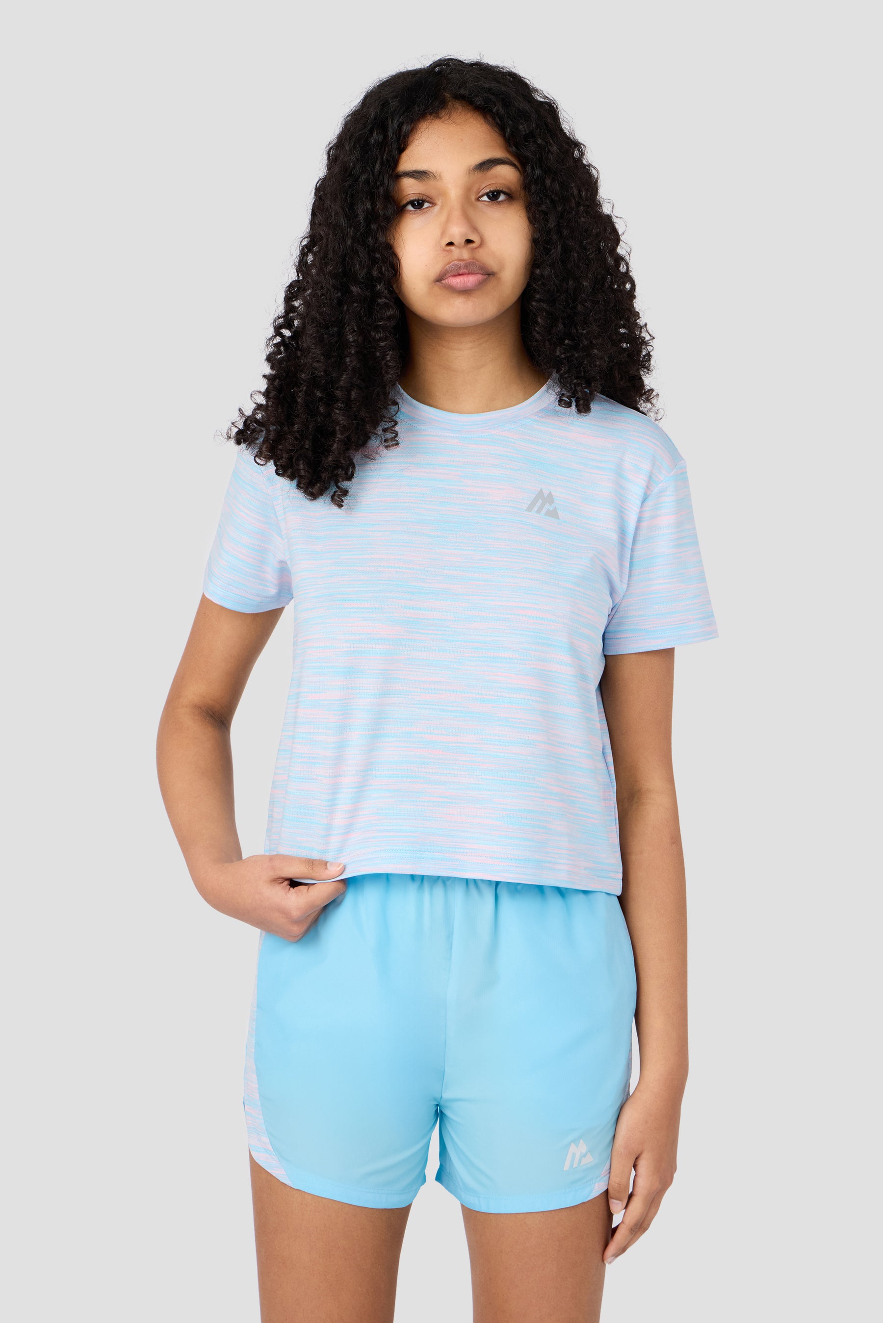 Girls Trail Box T-Shirt - Light Blue/Pink