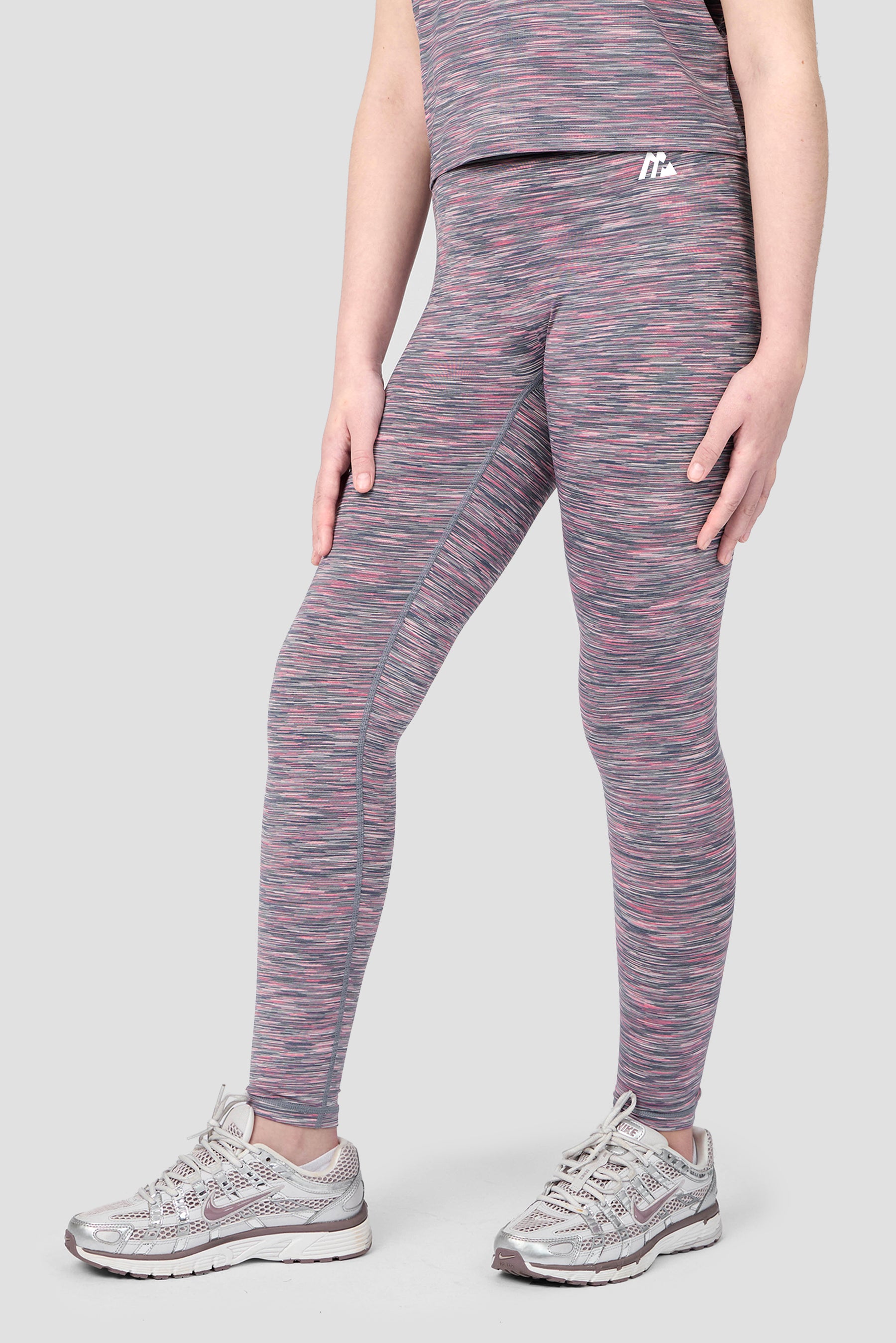 Girls Trail Icon Legging - Grey Multi/Pink