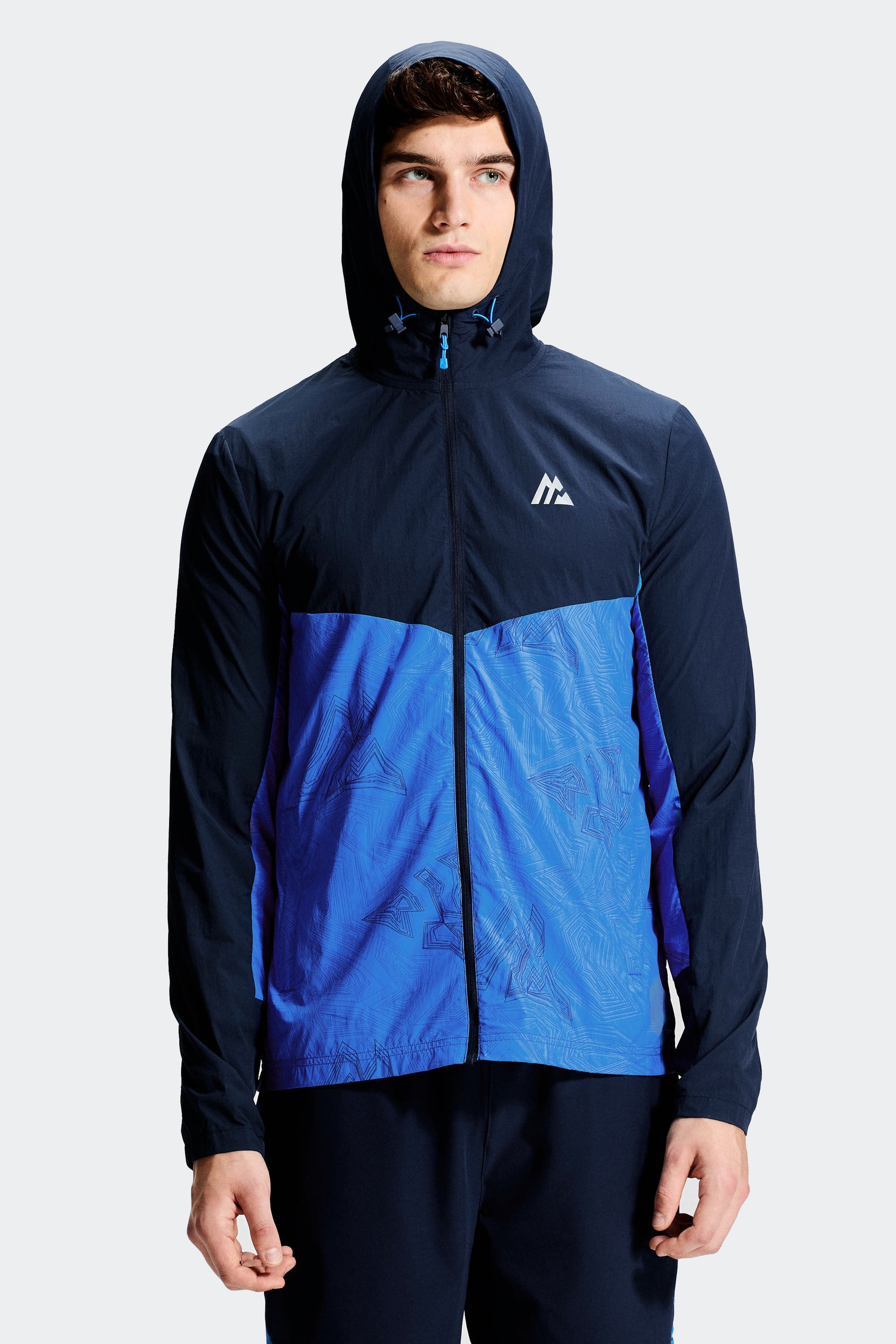 Geo M Print Windbreaker - Midnight Blue/Celestial Blue