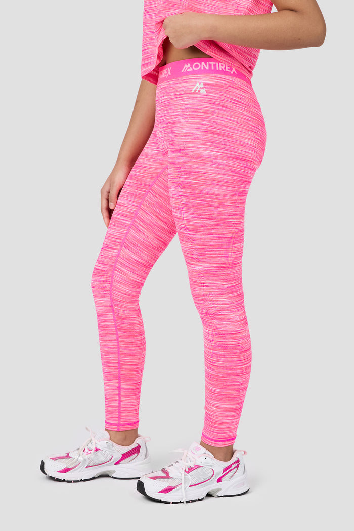 Girls Trail Icon Legging - Neon Pink Multi/White