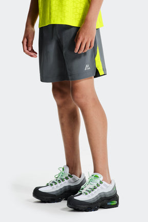 Boys Cube Short - Slate Grey/Electric Lime