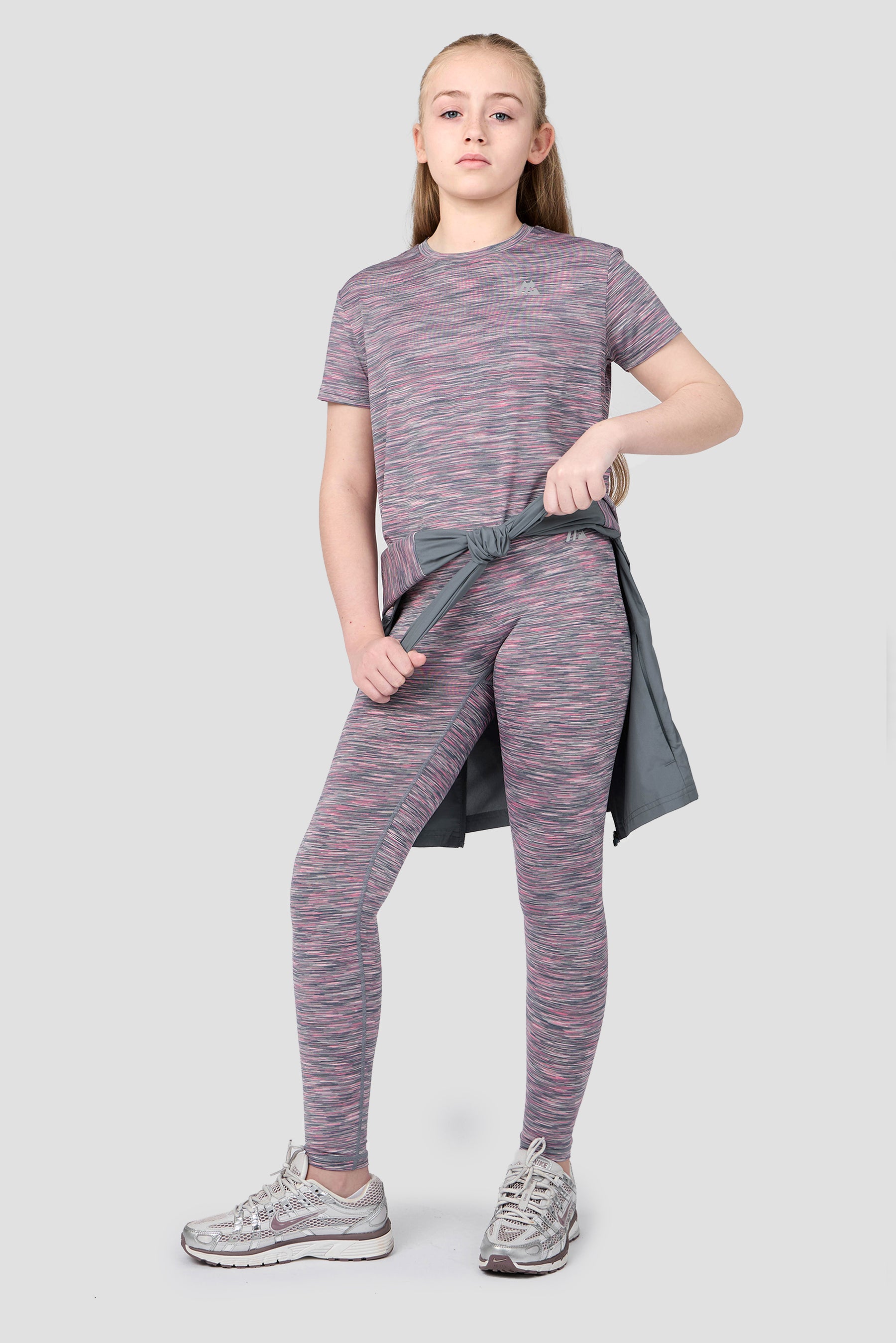 Girls Trail Box T-Shirt - Grey Multi/Pink