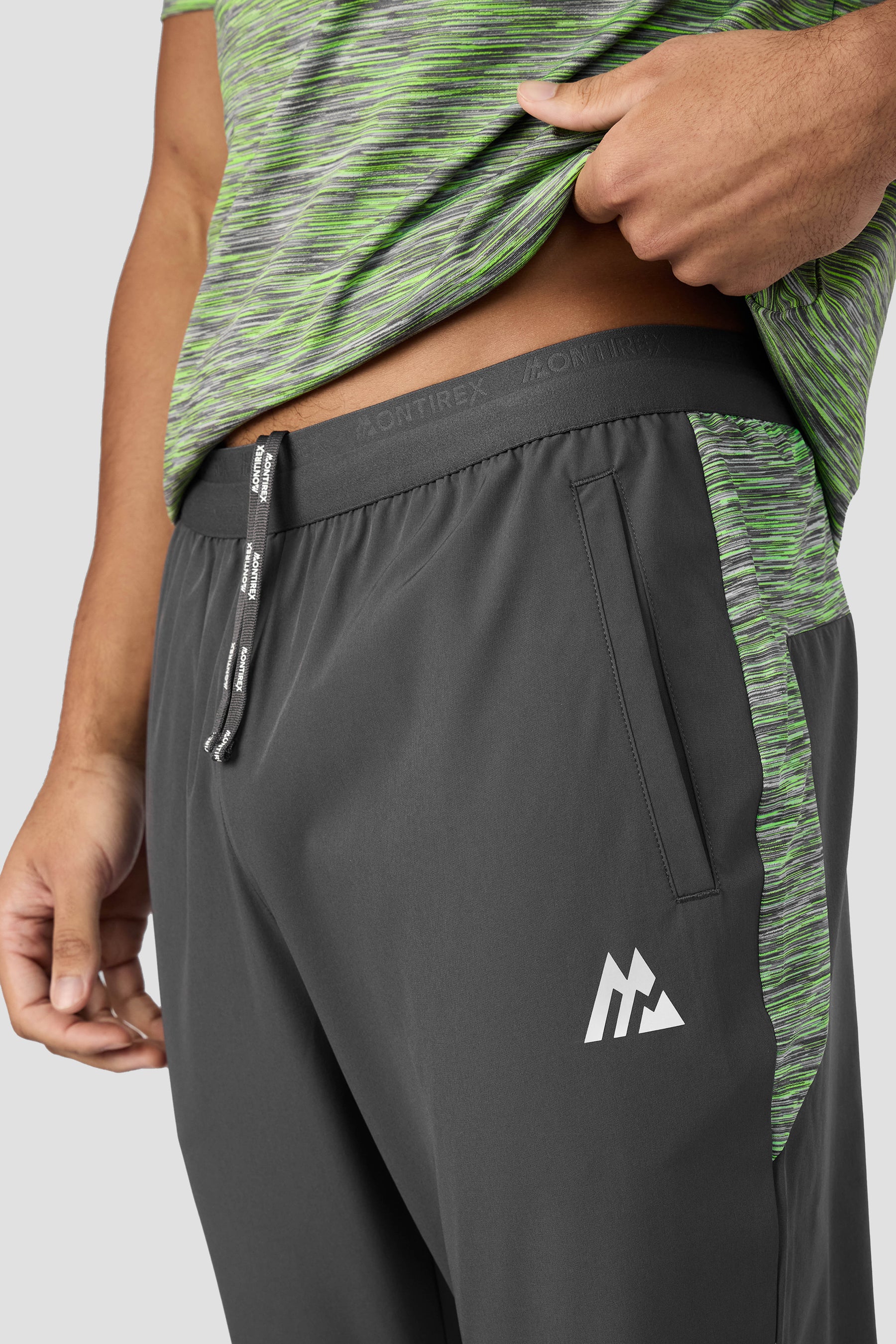 Trail Panel 2.0 Running Pant - Grey/Neon Green