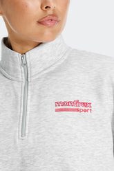 Track Graphic 1/4 Zip - Grey Marl/Poppy Red