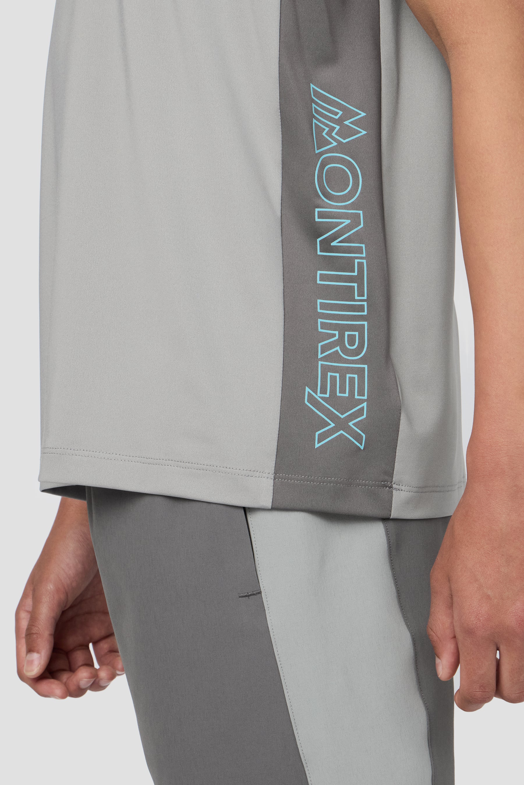 Boys Optic T-Shirt - Platinum Grey/Cement Grey/Neon Sky