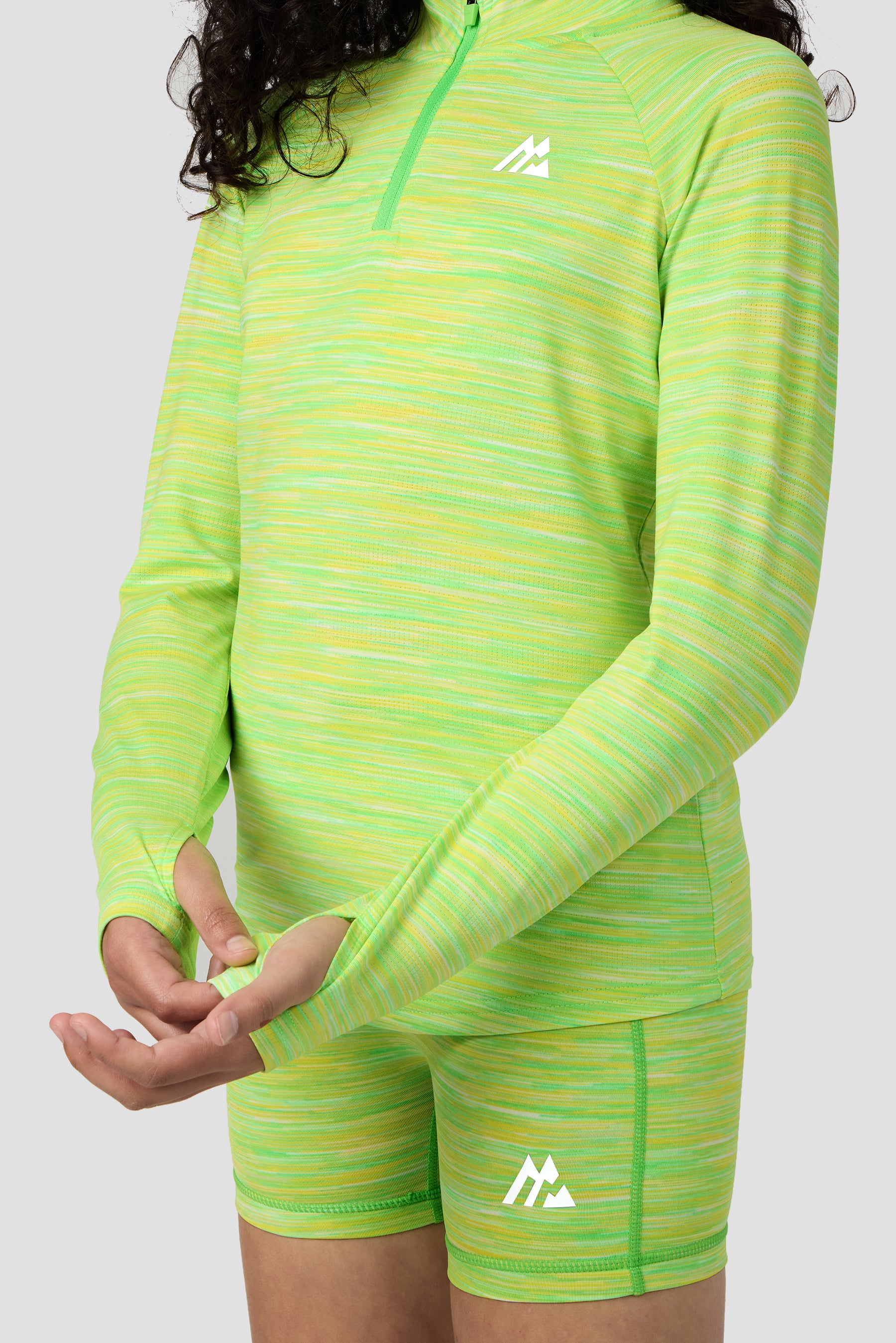 Girls Trail 1/4 Zip - Green Multi