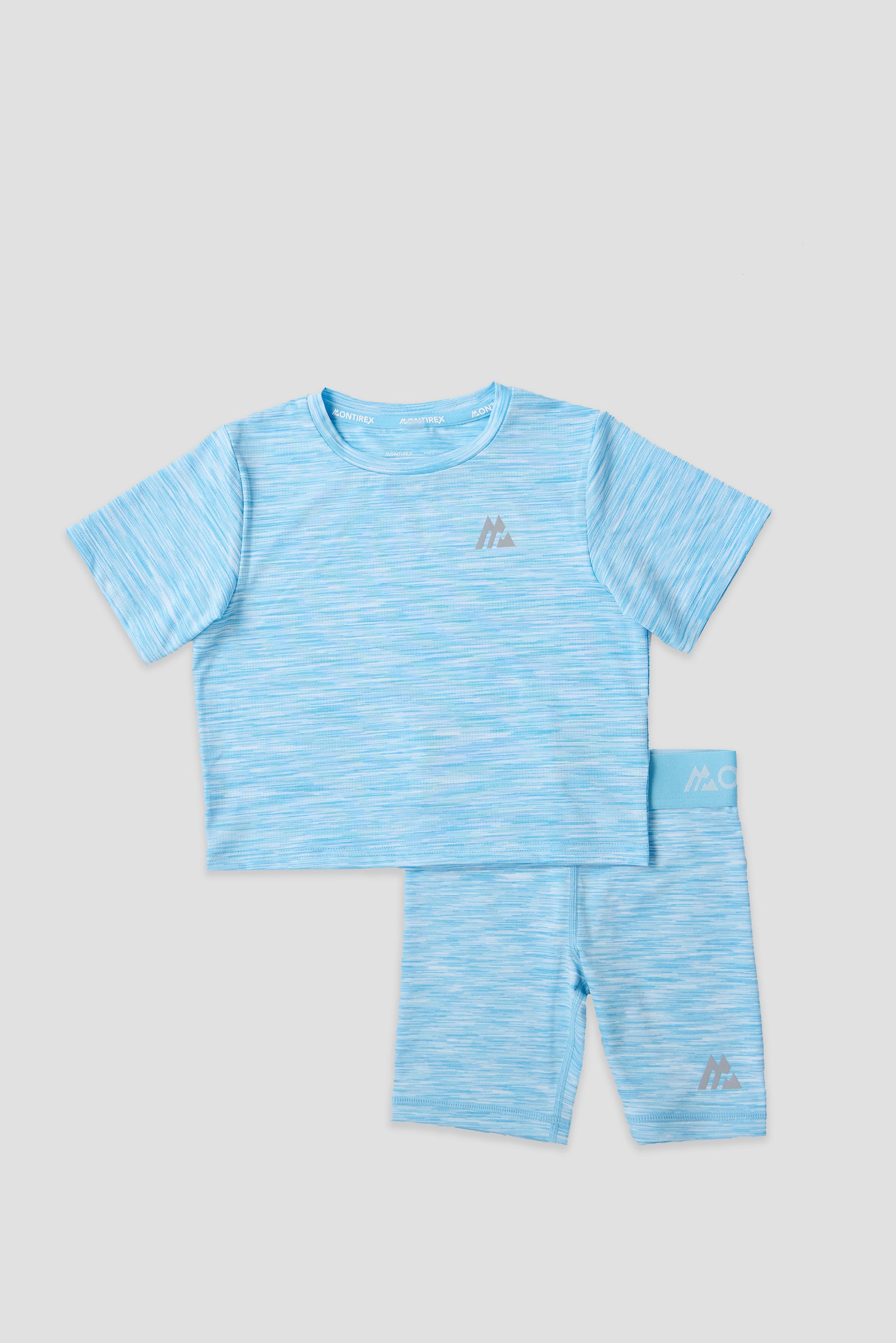 Infant Girl's Trail T-Shirt/Trail Cycling Short - Seashell Blue/White