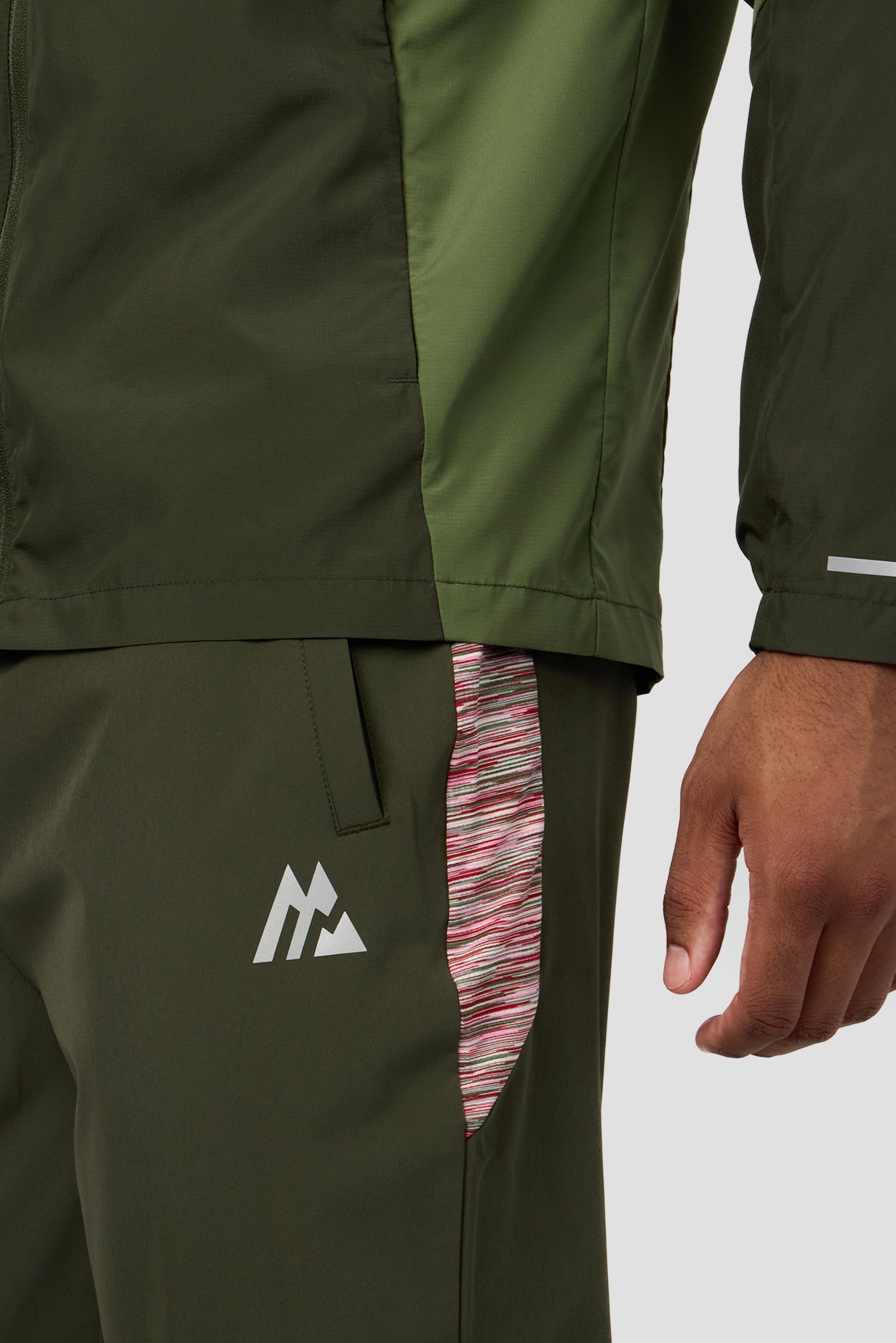 Trail Panel Running Pant - Khaki/Pink/Red
