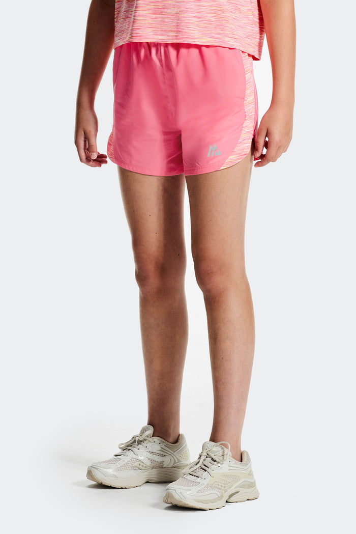 Girls Trail Panel Short - Pink/White/Yellow