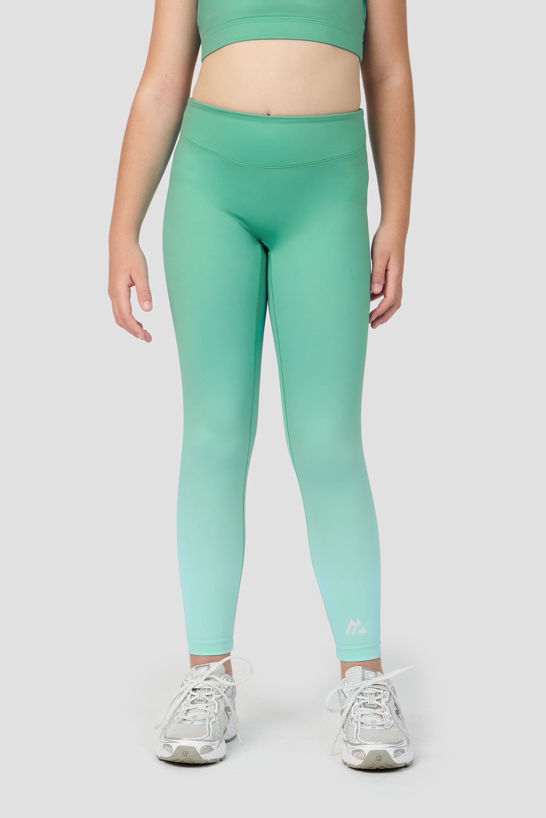 Girls Glow Legging - Mineral Green/Arctic Blue