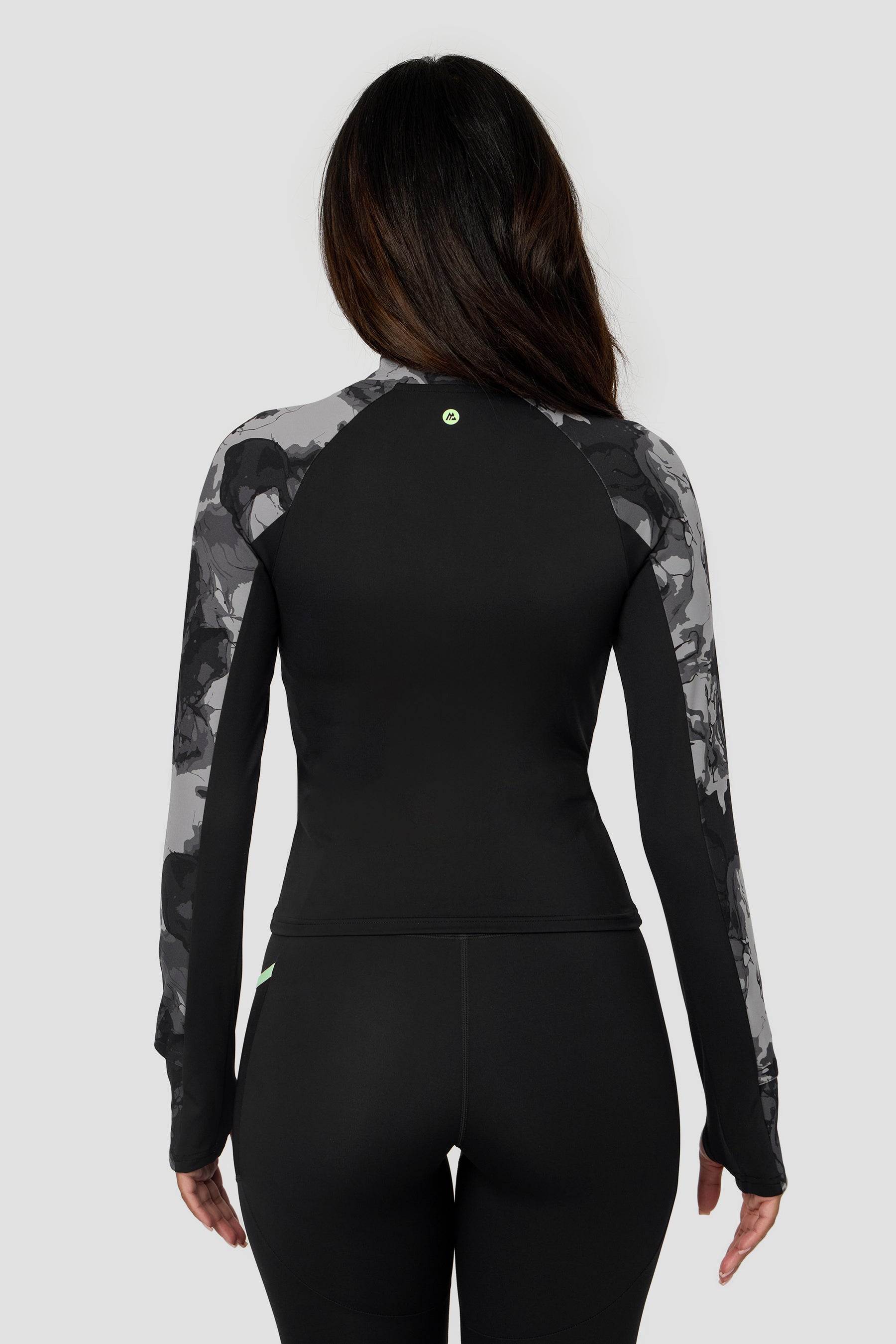 Fusion Print 1/4 Zip - Black/Winter Sky