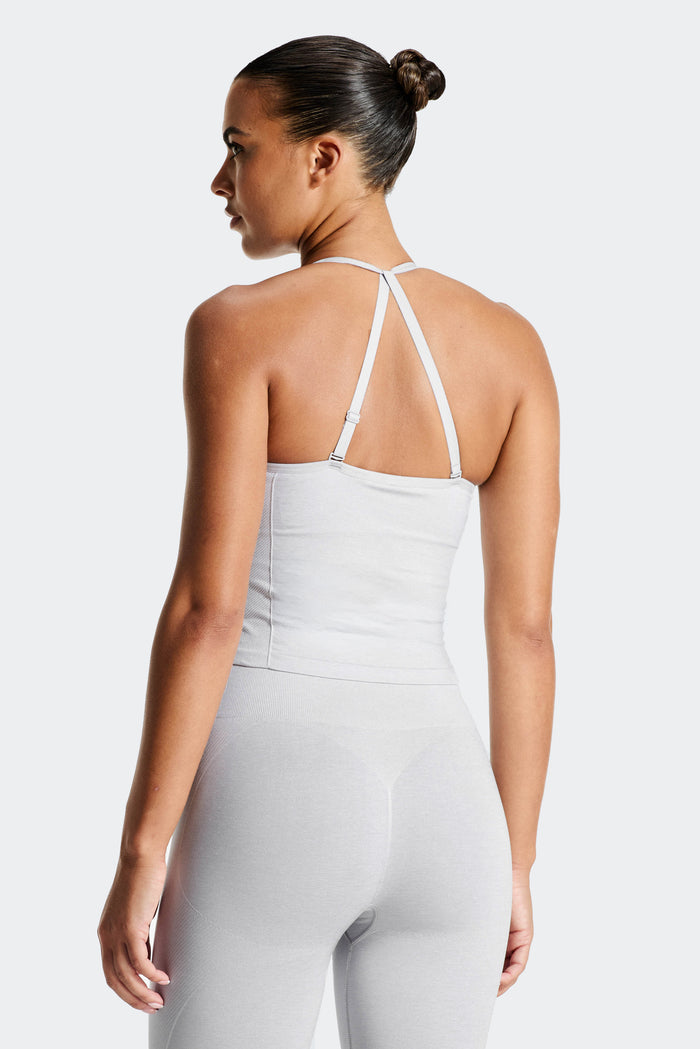 Muse Seamless Halter Neck Tank - Grey Marl