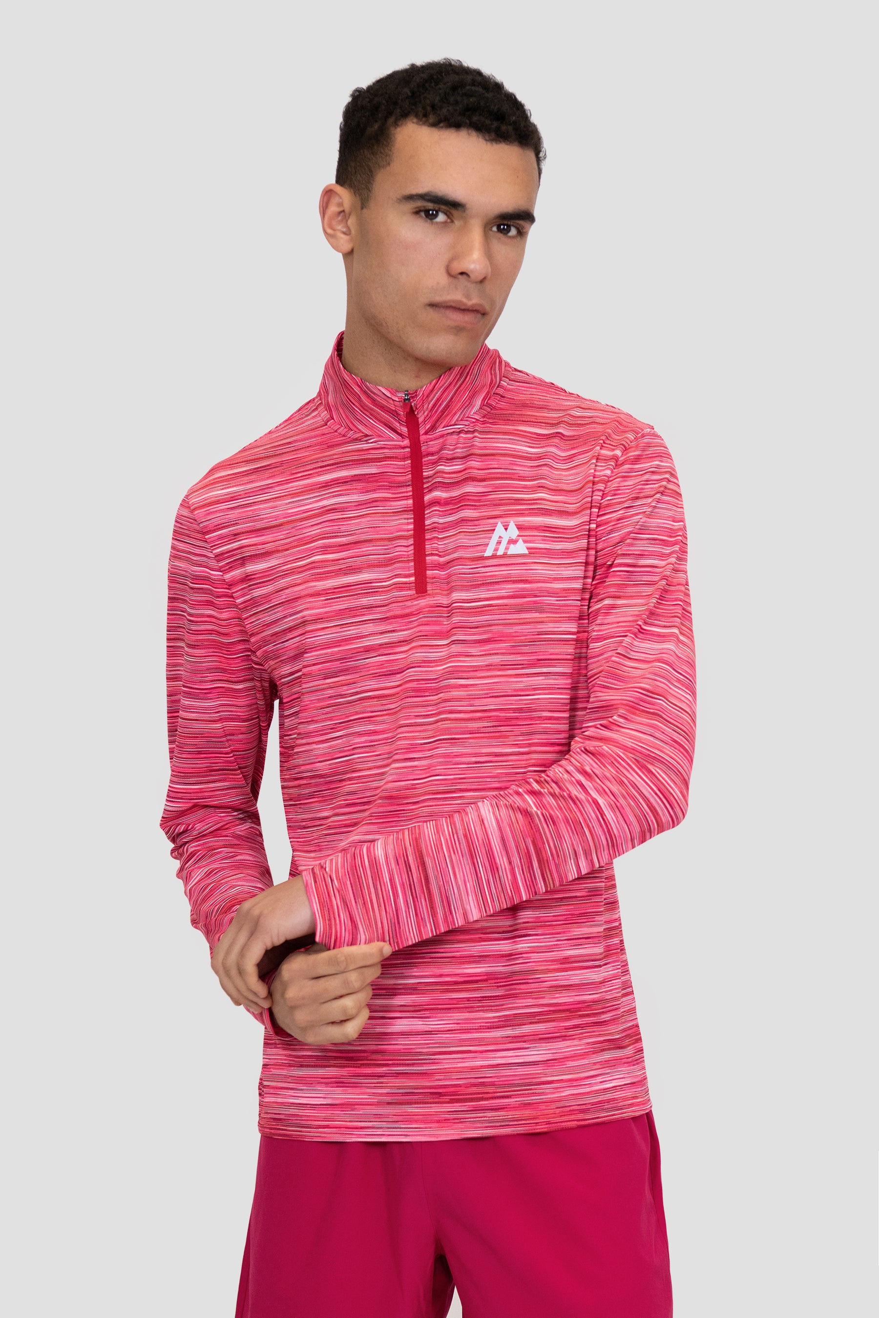 Trail 1/4 Zip - Raspberry/White