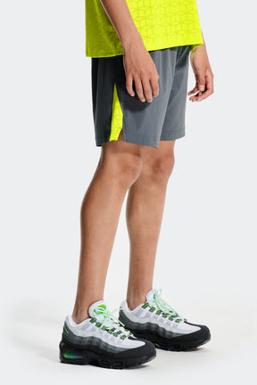 Boys Cube Short - Slate Grey/Electric Lime