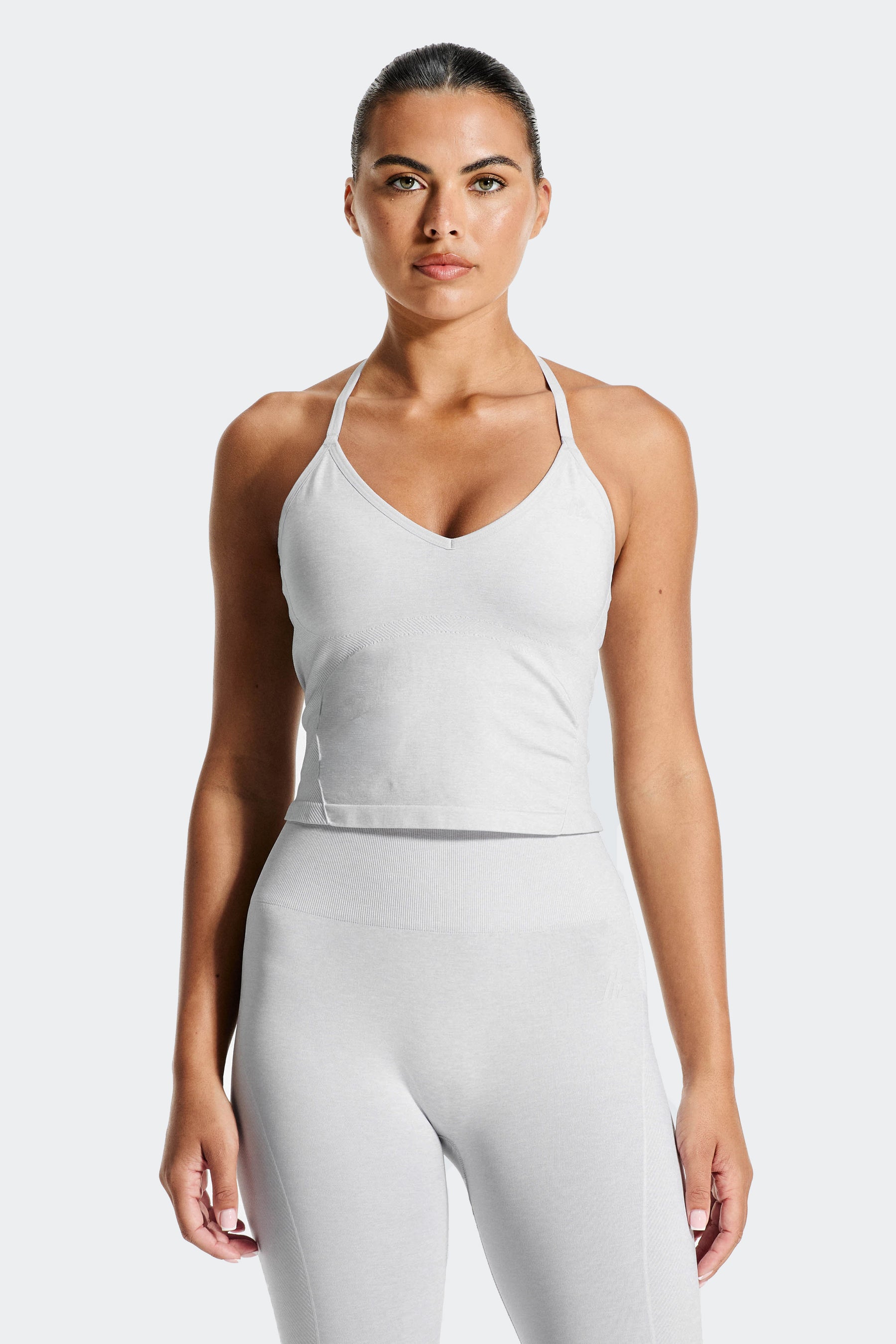 Muse Seamless Halter Neck Tank - Grey Marl