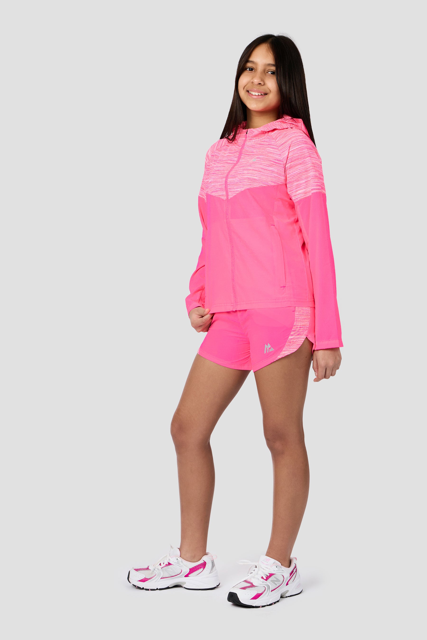 Girls Trail Panel Short - Neon Pink Multi/White