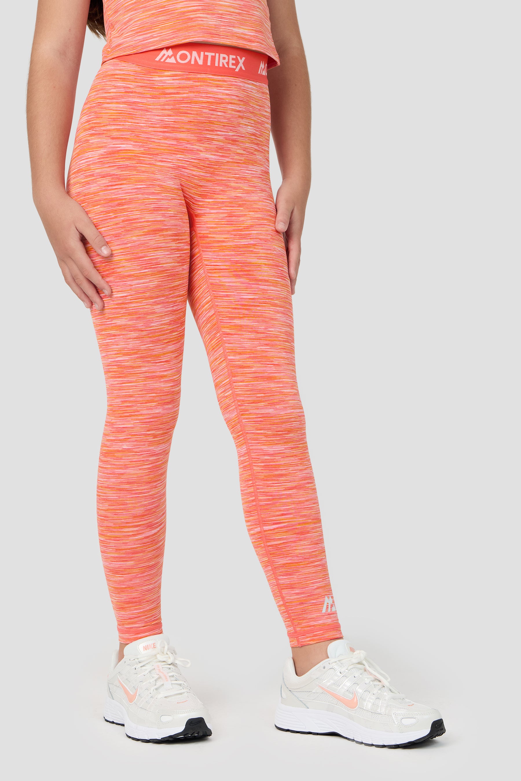 Girls Trail Icon Leggings - Orange/Pink