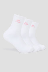 Women's Multi Crew Sock 3 Pack - White/Light Pink
