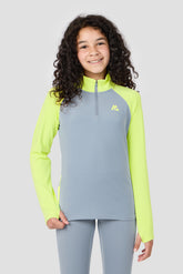Girls Dash 1/4 Zip - Cadet Grey/Citrus