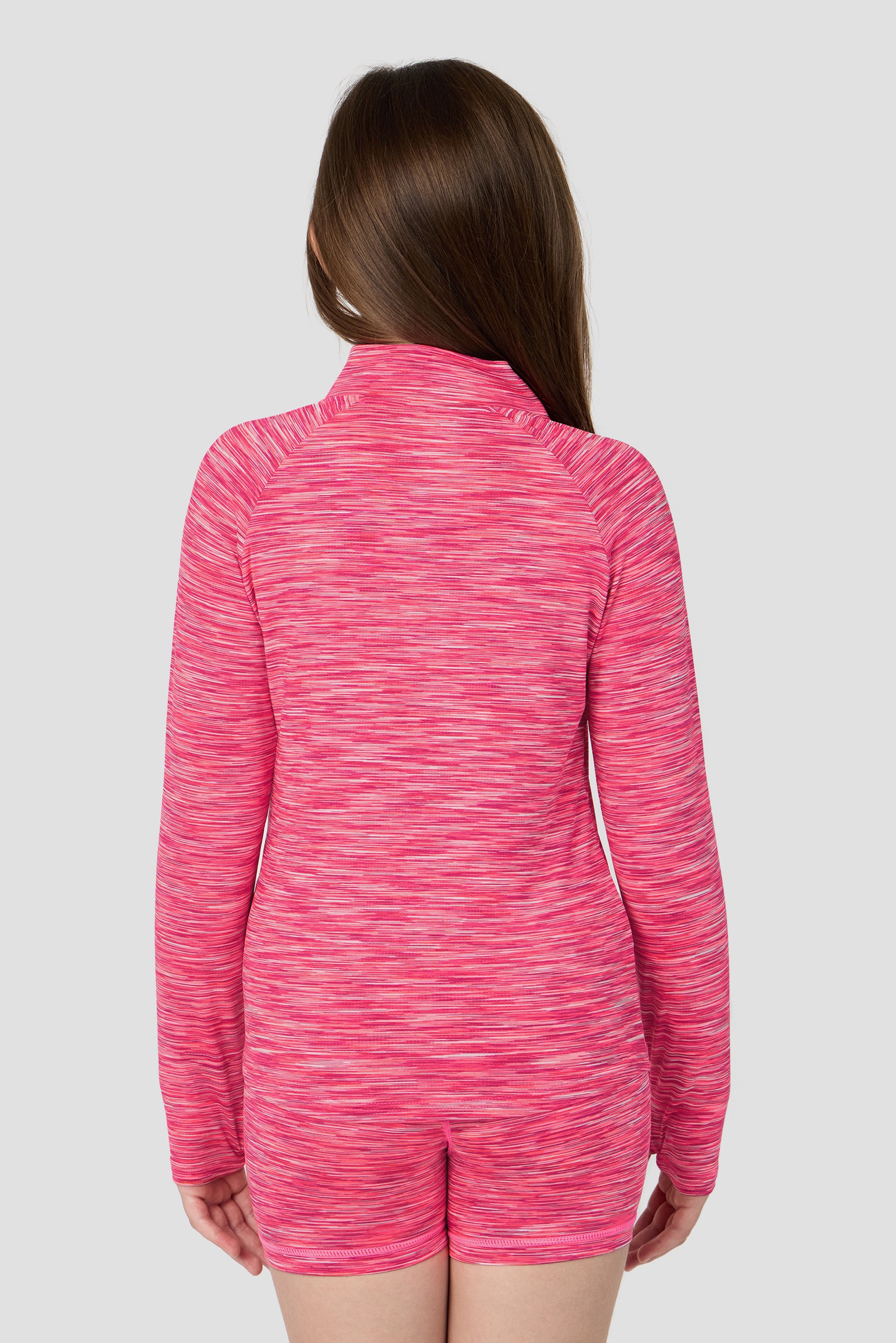 Girls Trail 1/4 Zip - Fuschia/White