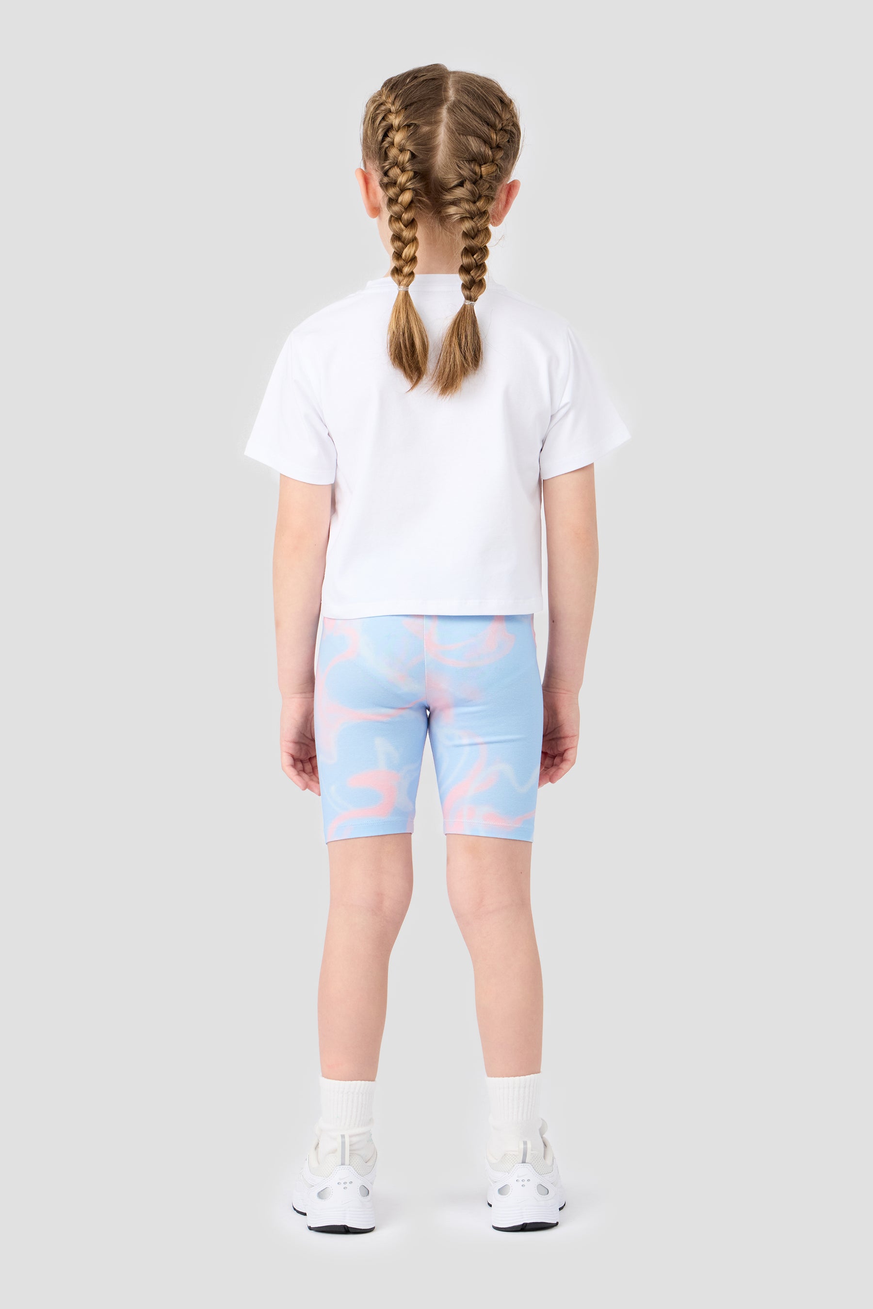 Infant Girls Swirl T-Shirt/Cycling Short Set - White/Misty Blue