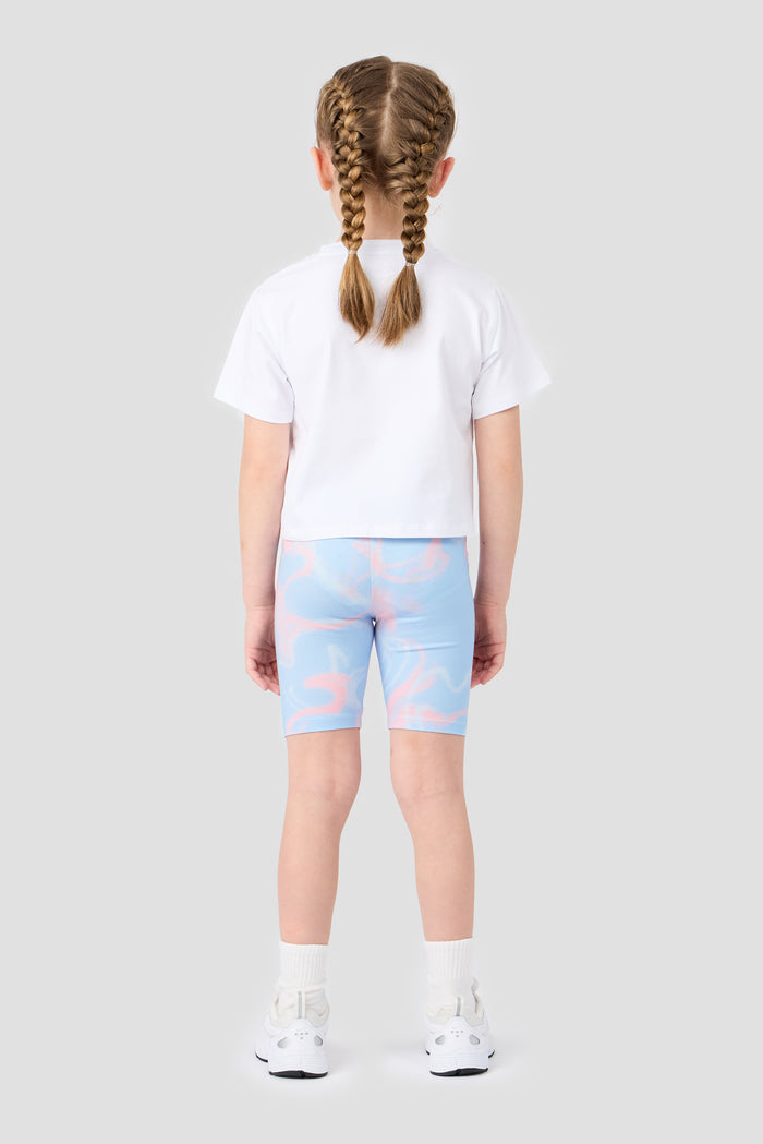 Infant Girls Swirl T-Shirt/Cycling Short Set - White/Misty Blue