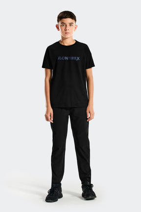 Boys Trail Linear Logo T-Shirt - Black