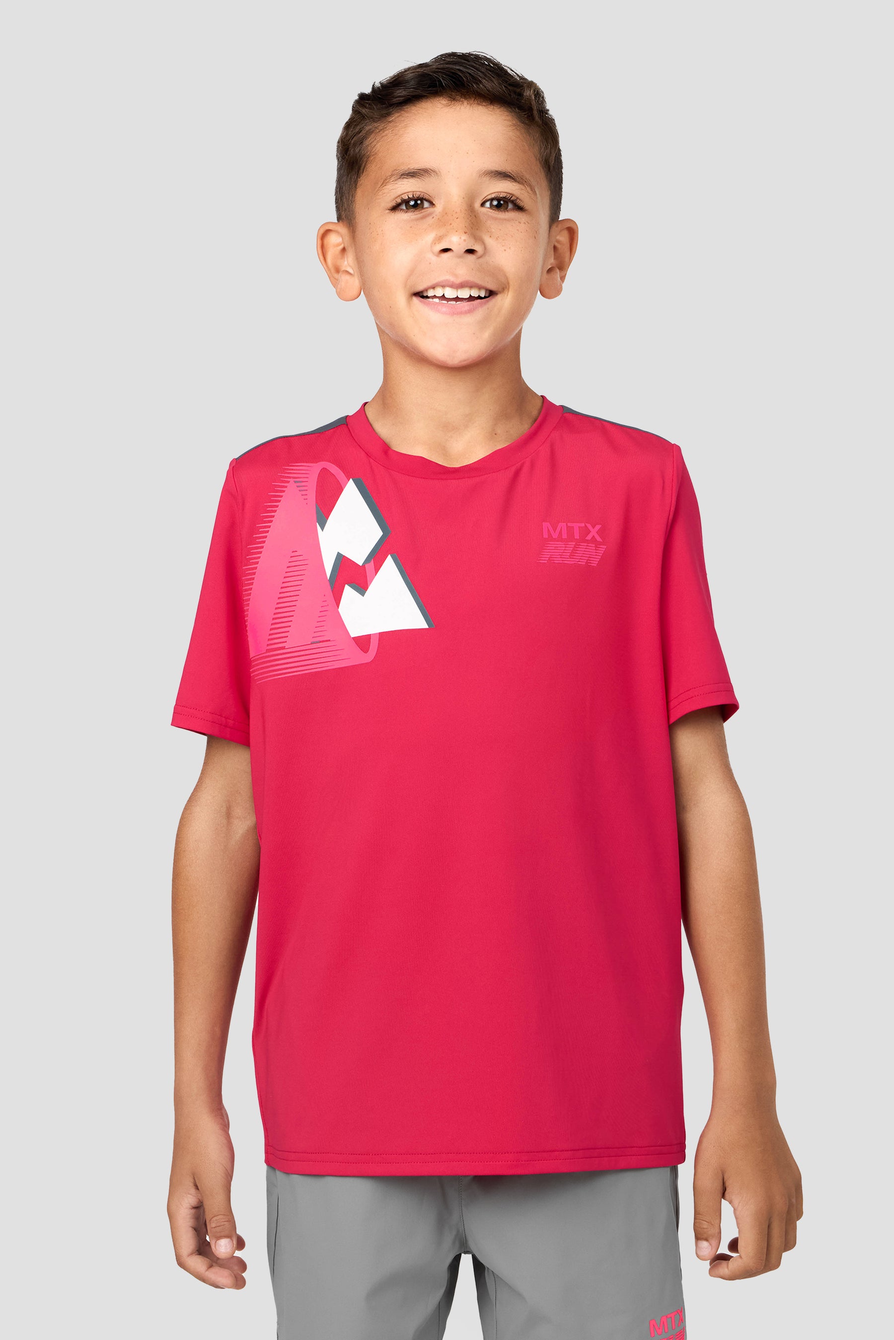 Boys MTX Run T-Shirt - Pomegranate/Slate Grey