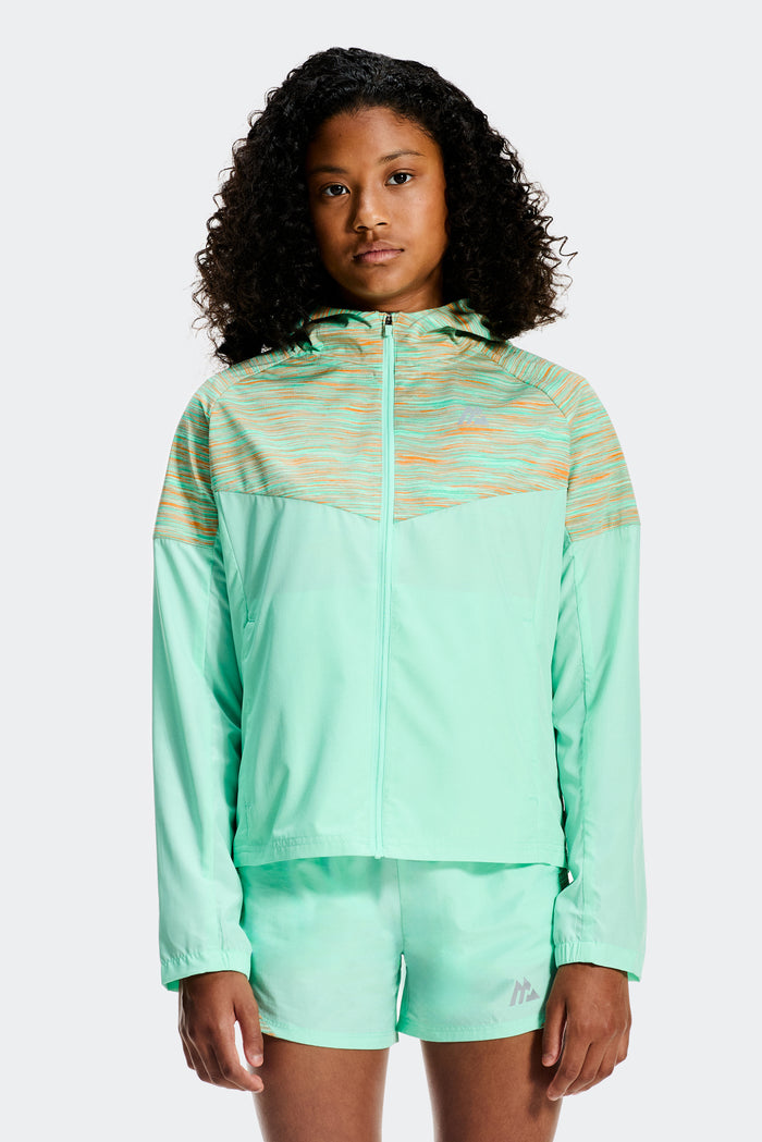 Girls Trail Windbreaker - Green/Teal/Peach